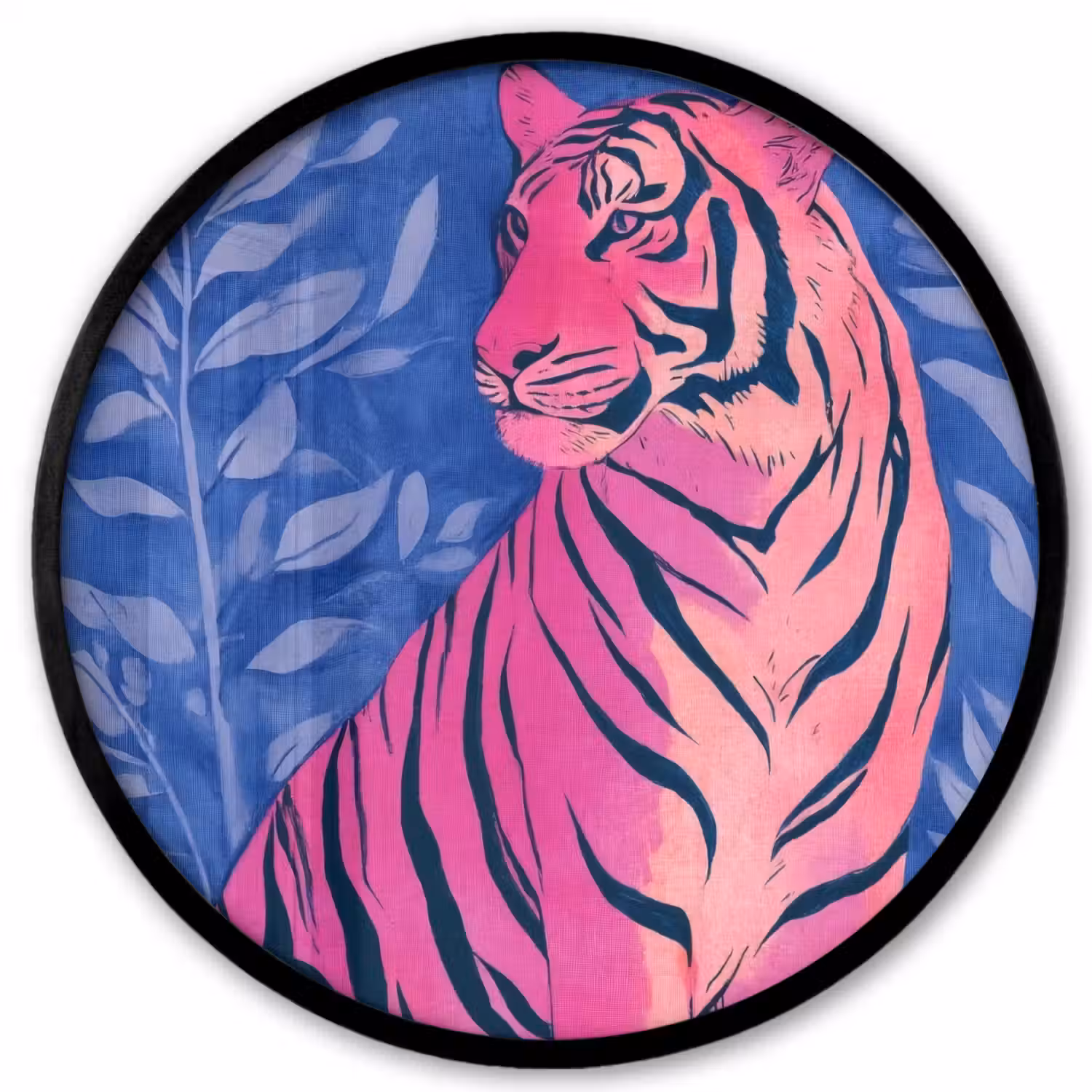 Tijger - Roze - Bladeren - Jungle Fotolijst rond zonder passe partout klein -3d