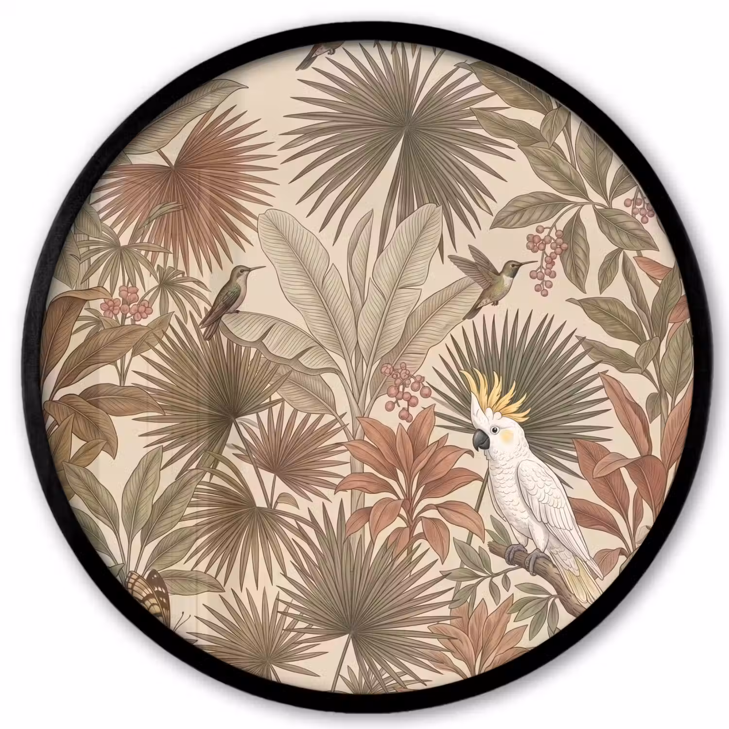 Tropisch - Vogels - Beige Fotolijst rond zonder passe partout klein -3d