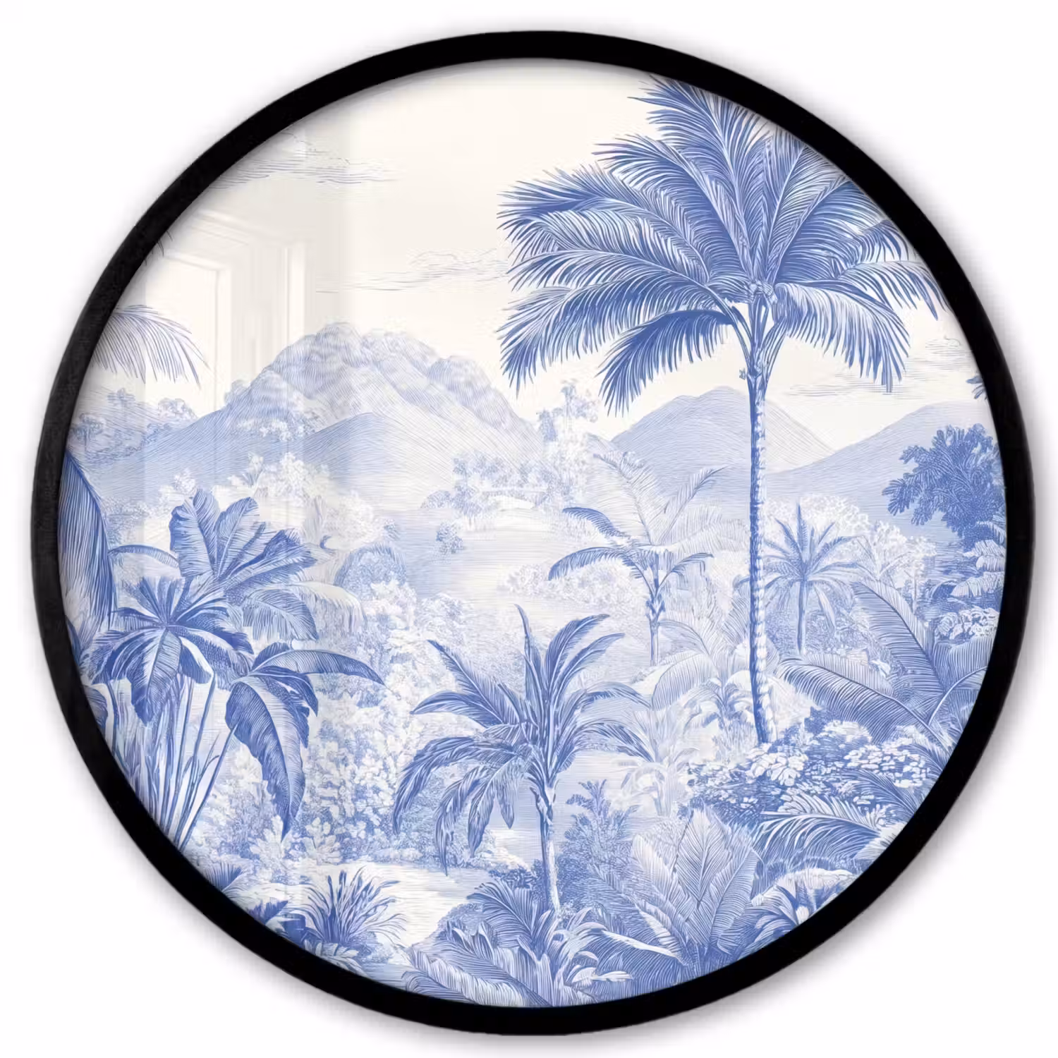 Tropisch - Jungle - Blauw Fotolijst rond zonder passe partout klein -3d