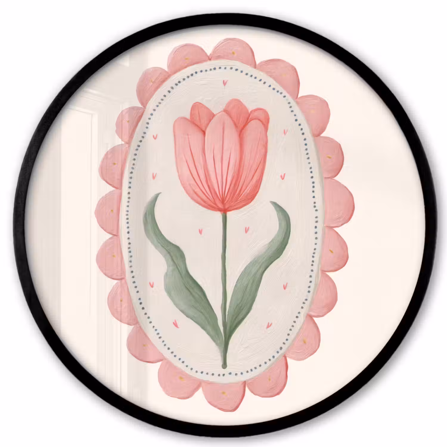 Tulp - Lijst - Ovaal - Illustratie Fotolijst rond zonder passe partout klein -3d