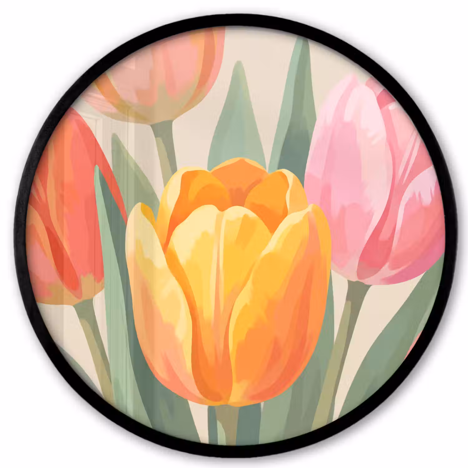 Tulpen - Abstract - Kleurrijk Fotolijst rond zonder passe partout klein -3d