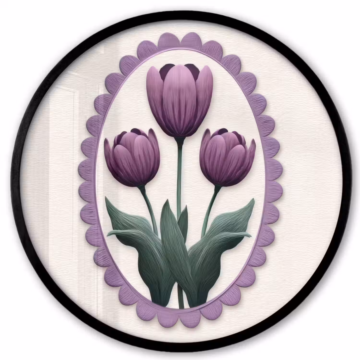 Tulpen - Paars - Lijst - Bladeren Fotolijst rond zonder passe partout klein -3d