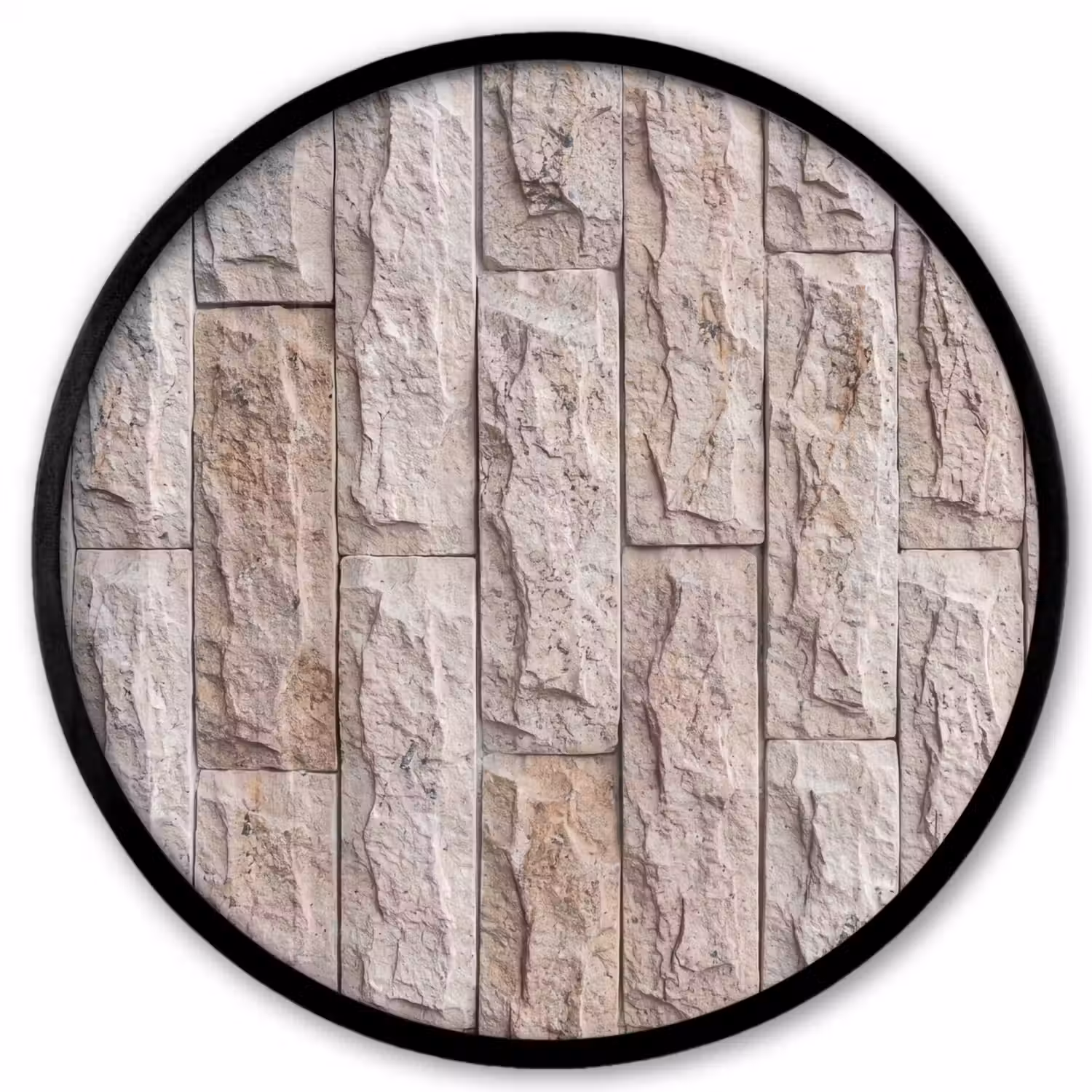 Muur - Steen - Ruw - Beige - Textuur Fotolijst rond zonder passe partout klein -3d