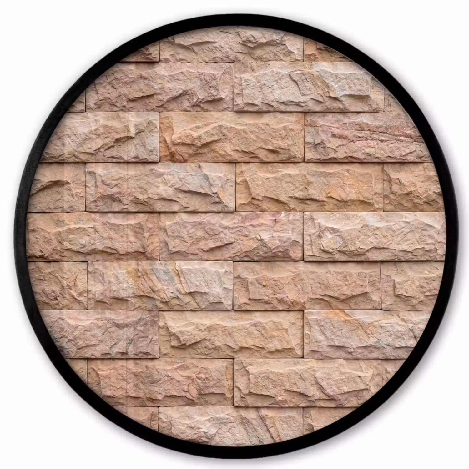 Muur - Steen - Ruw - Textuur - Beige Fotolijst rond zonder passe partout klein -3d