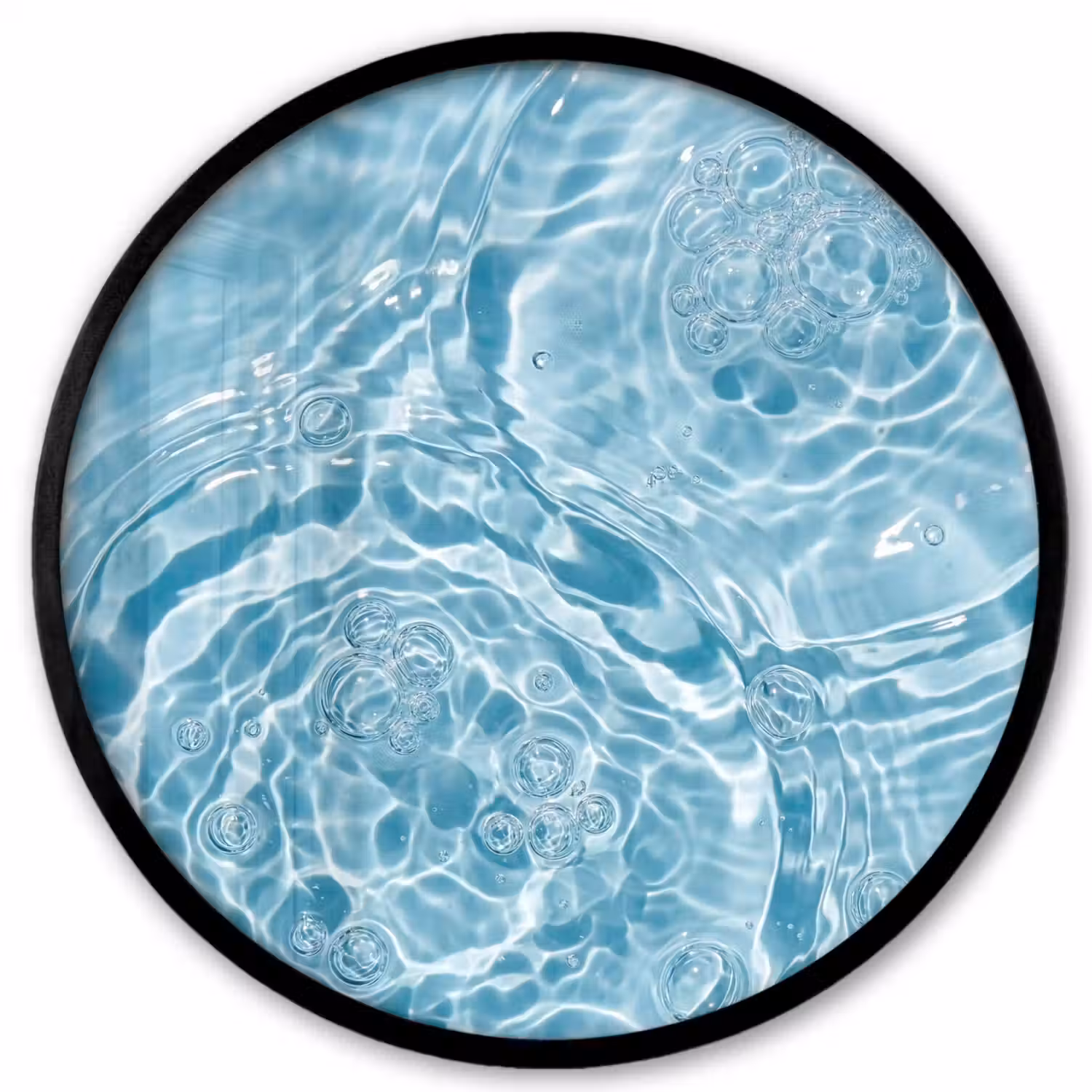 Water - Blauw - bubbels Fotolijst rond zonder passe partout klein -3d