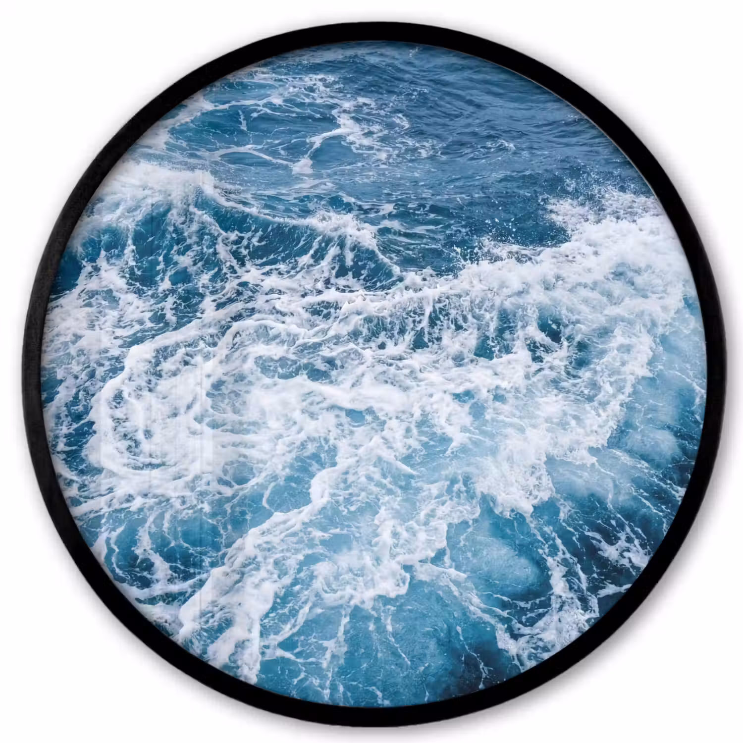 Golven - Oceaan - Blauw Fotolijst rond zonder passe partout klein -3d