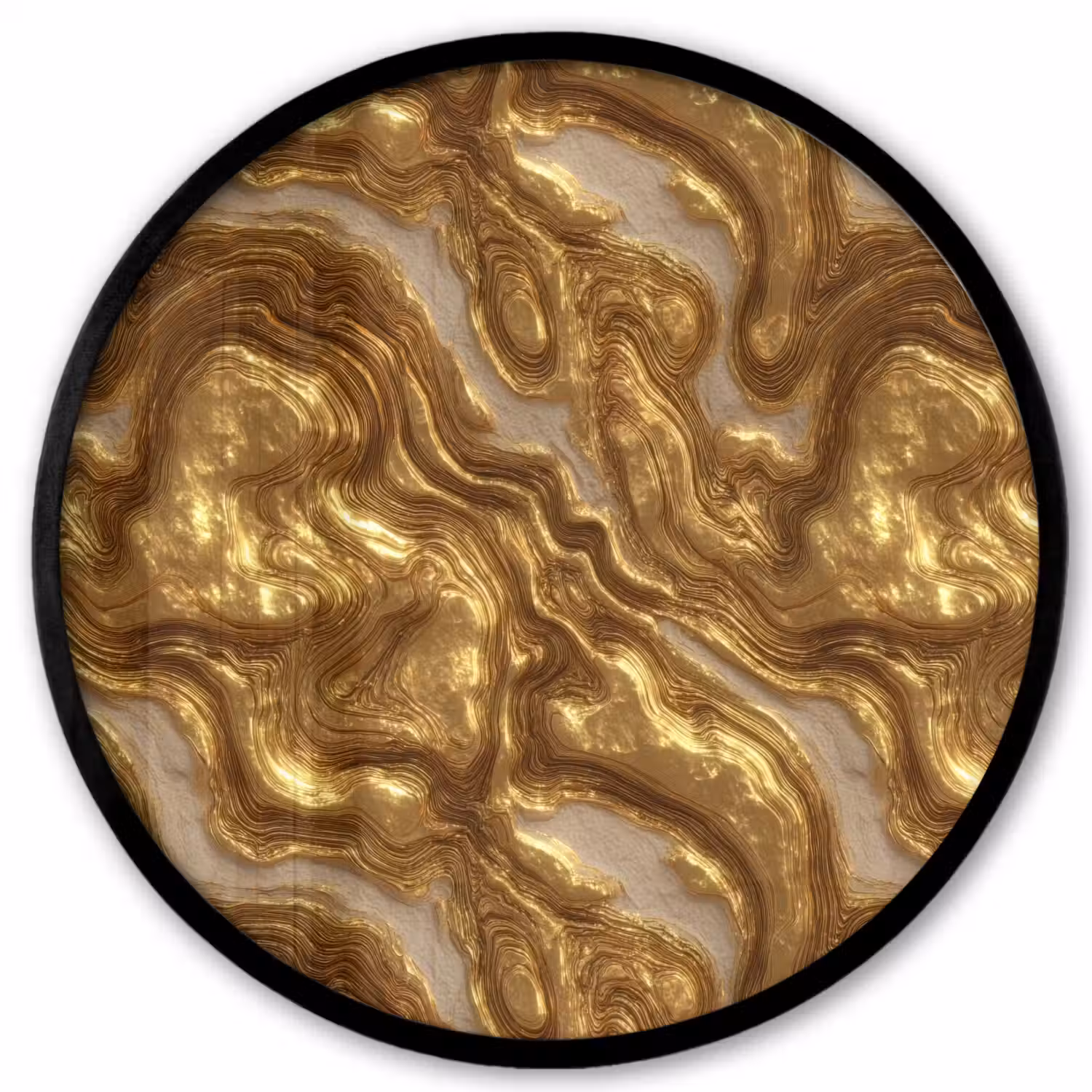 Golven - Organisch - Goud - Crème Fotolijst rond zonder passe partout klein 856 -3d