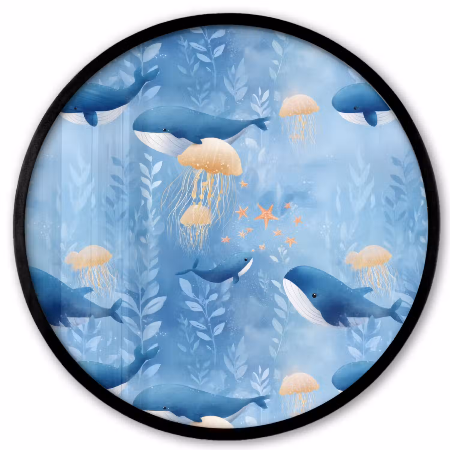 Walvissen - Oceaan - Blauw Fotolijst rond zonder passe partout klein 856 -3d