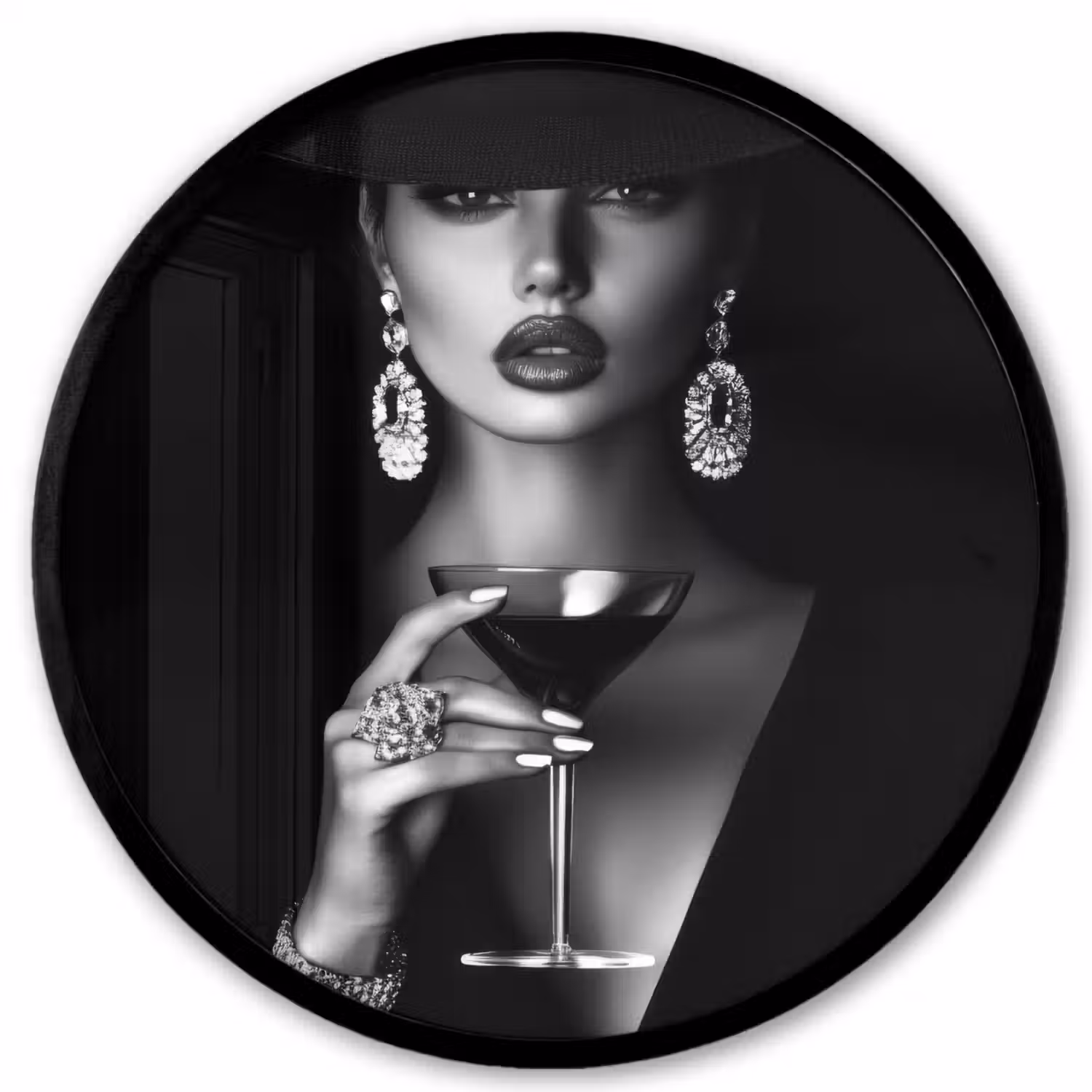 Vrouw - Cocktail - Chic Fotolijst rond zonder passe partout klein -3d