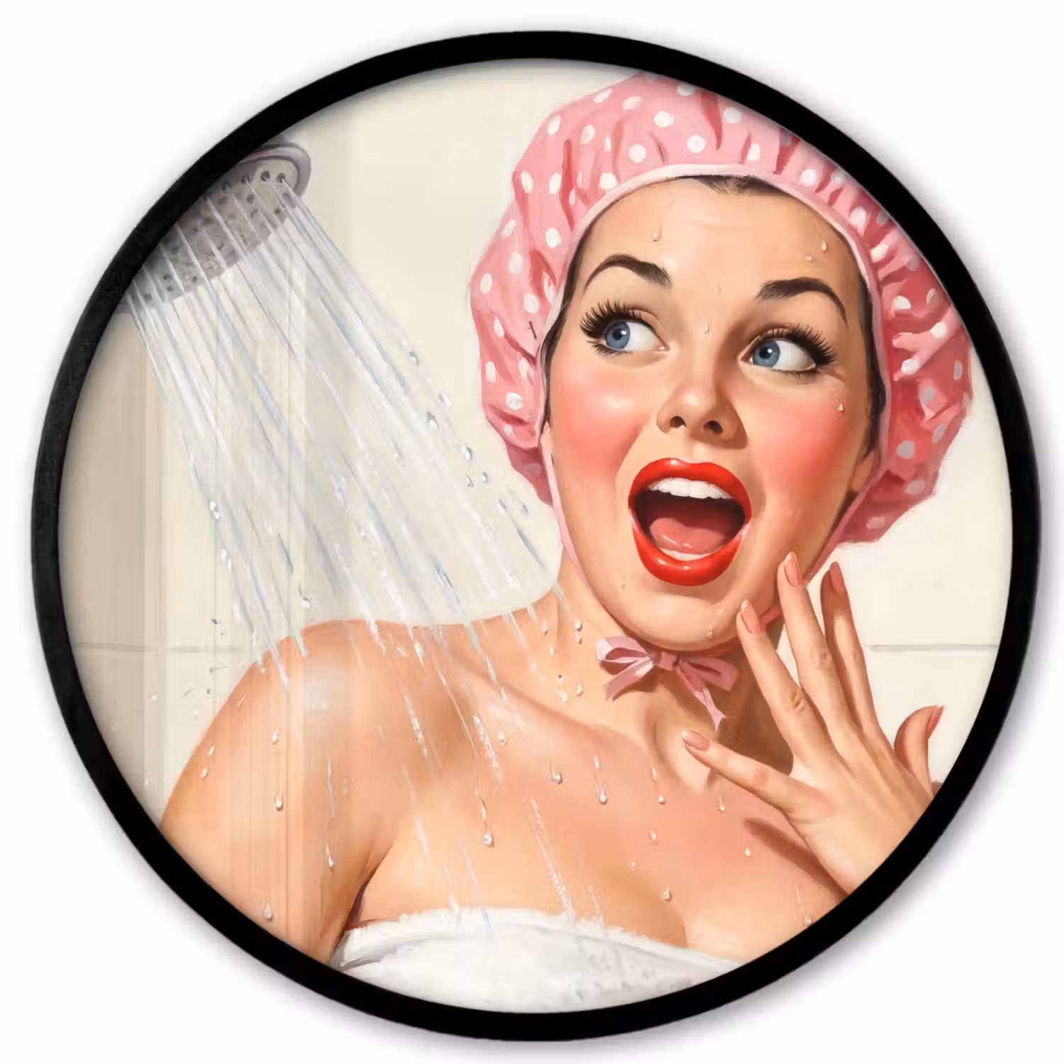 Vrouw - Douche - Roze Fotolijst rond zonder passe partout klein -3d