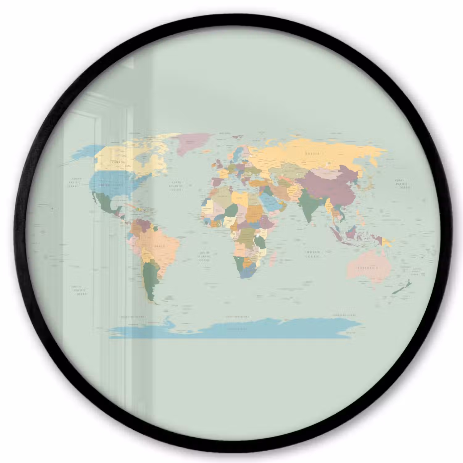 Wereldkaart - Realistisch - Kaart Fotolijst rond zonder passe partout klein -3d