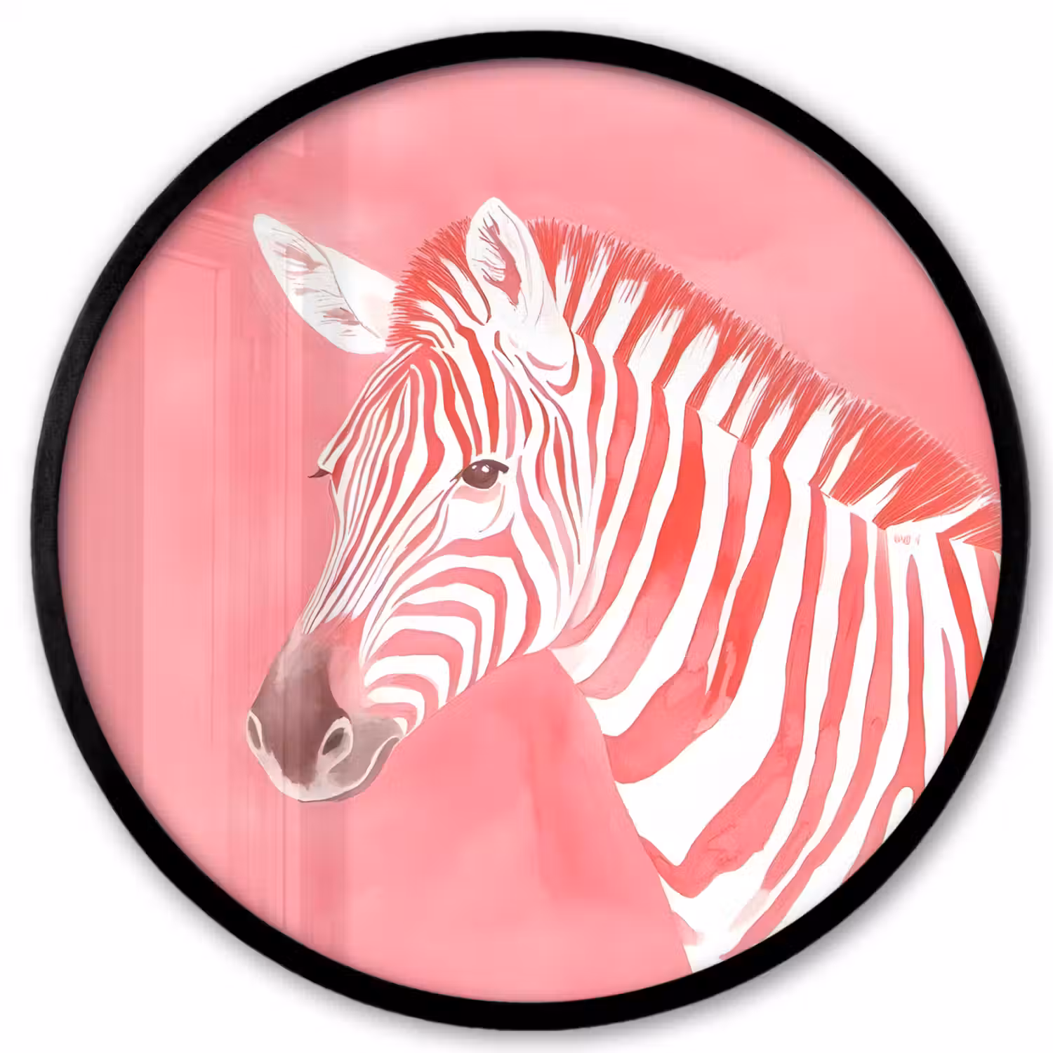 Zebra - Pink - Verf Fotolijst rond zonder passe partout klein -3d