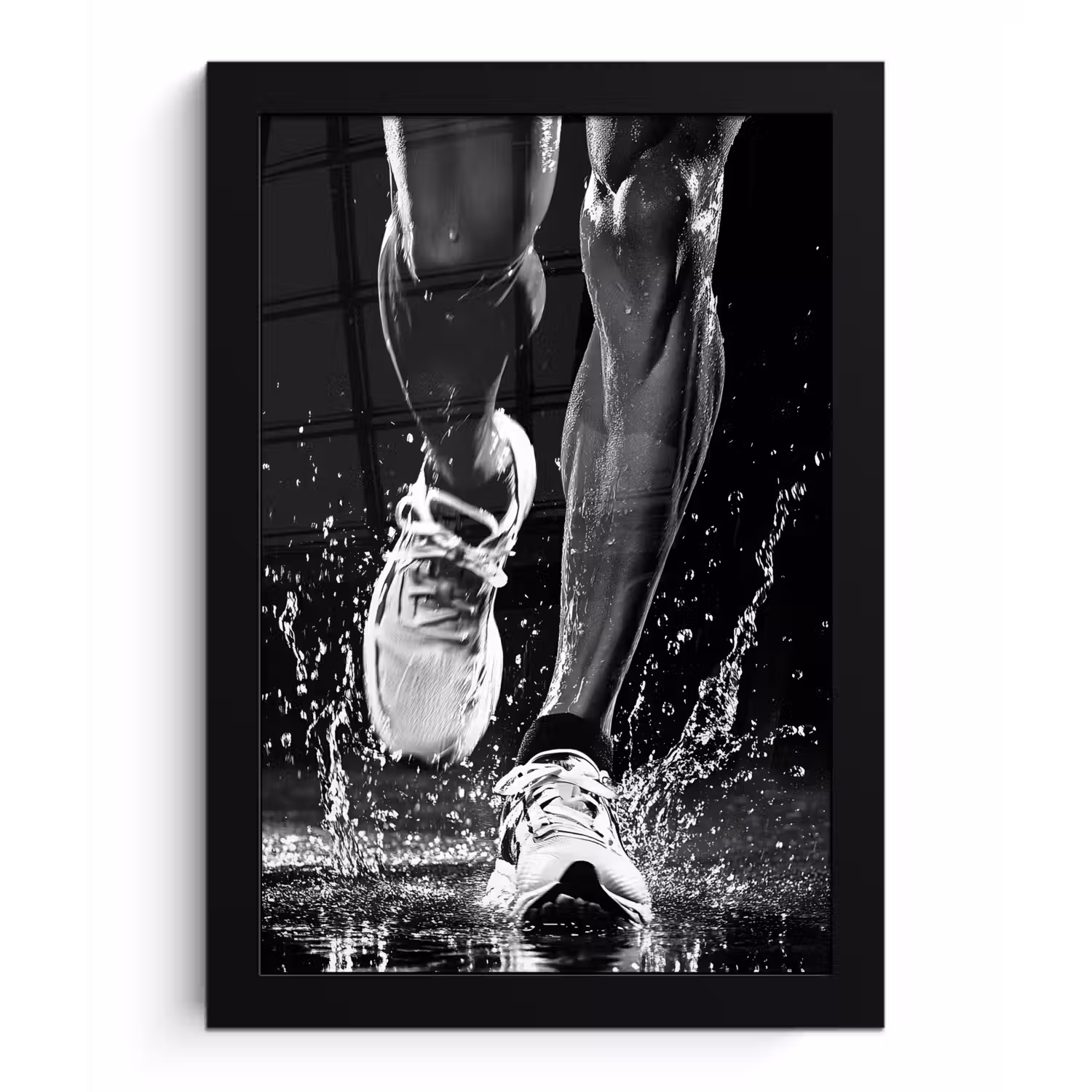 Hardloopschoenen - Rennen - Druppels - Zwart fotolijst zwart zonder passe partout klein -3d
