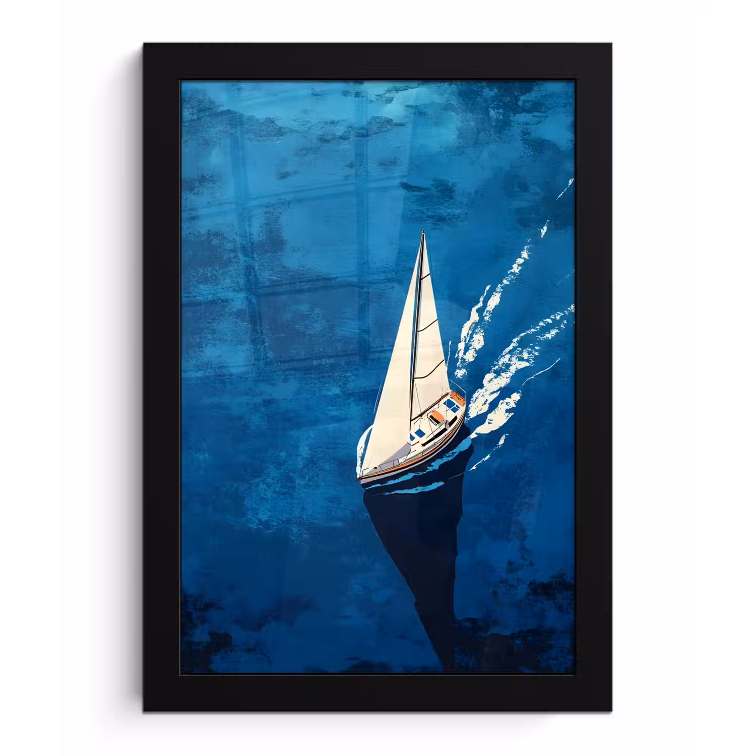 Zeilboot - Water - Abstract - Schaduw fotolijst zwart zonder passe partout klein -3d