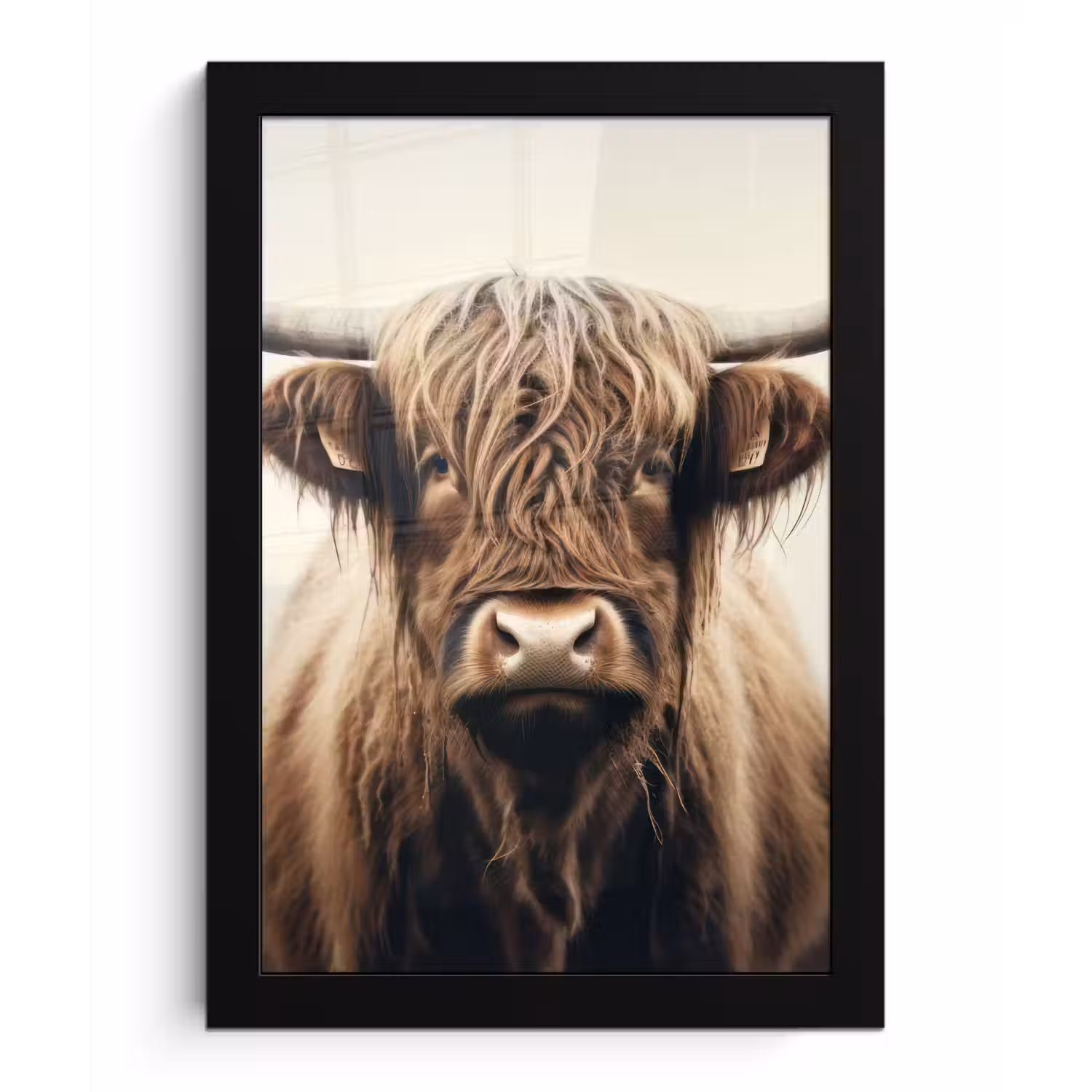 Schotse hooglander - Hoorns - Landschap fotolijst zwart zonder passe partout klein -3d