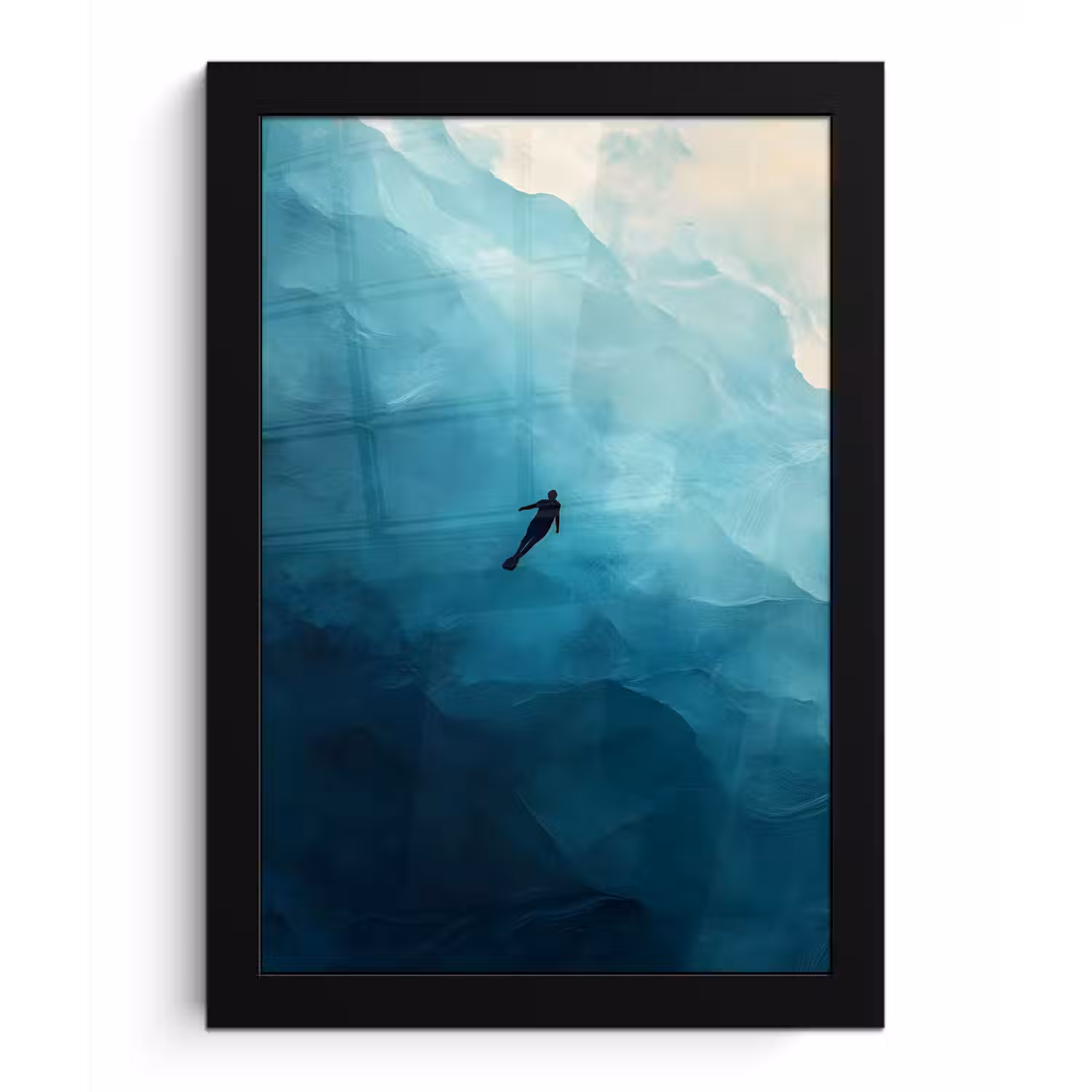 Zee - Silhouet - Abstract - Blauw fotolijst zwart zonder passe partout klein -3d