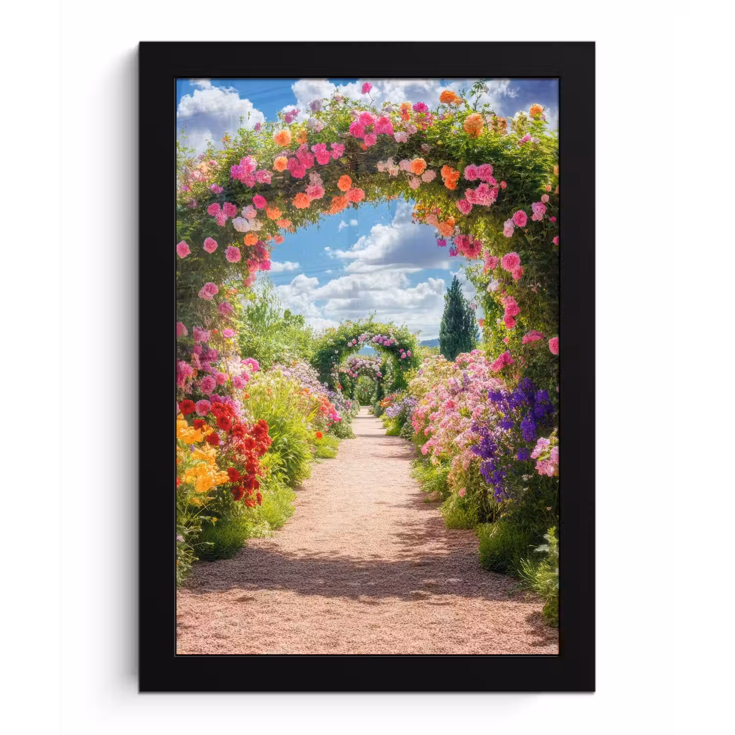 Doorkijk - Bloemen - Kleurrijk - Natuur fotolijst zwart zonder passe partout klein -3d