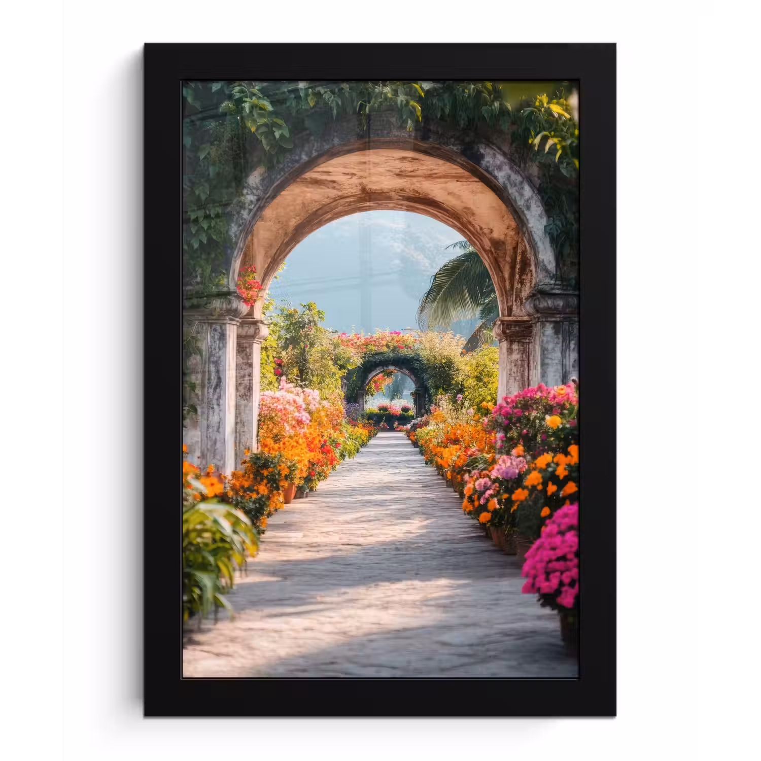Doorkijk - Bloemen - Tropisch - Kleurrijk fotolijst zwart zonder passe partout klein -3d