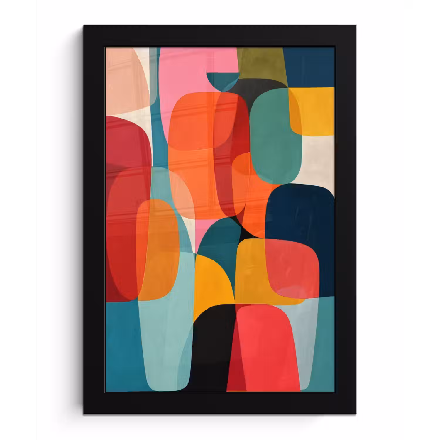 Vormen - Kleurrijk - Abstract - Vlakken fotolijst zwart zonder passe partout klein -3d
