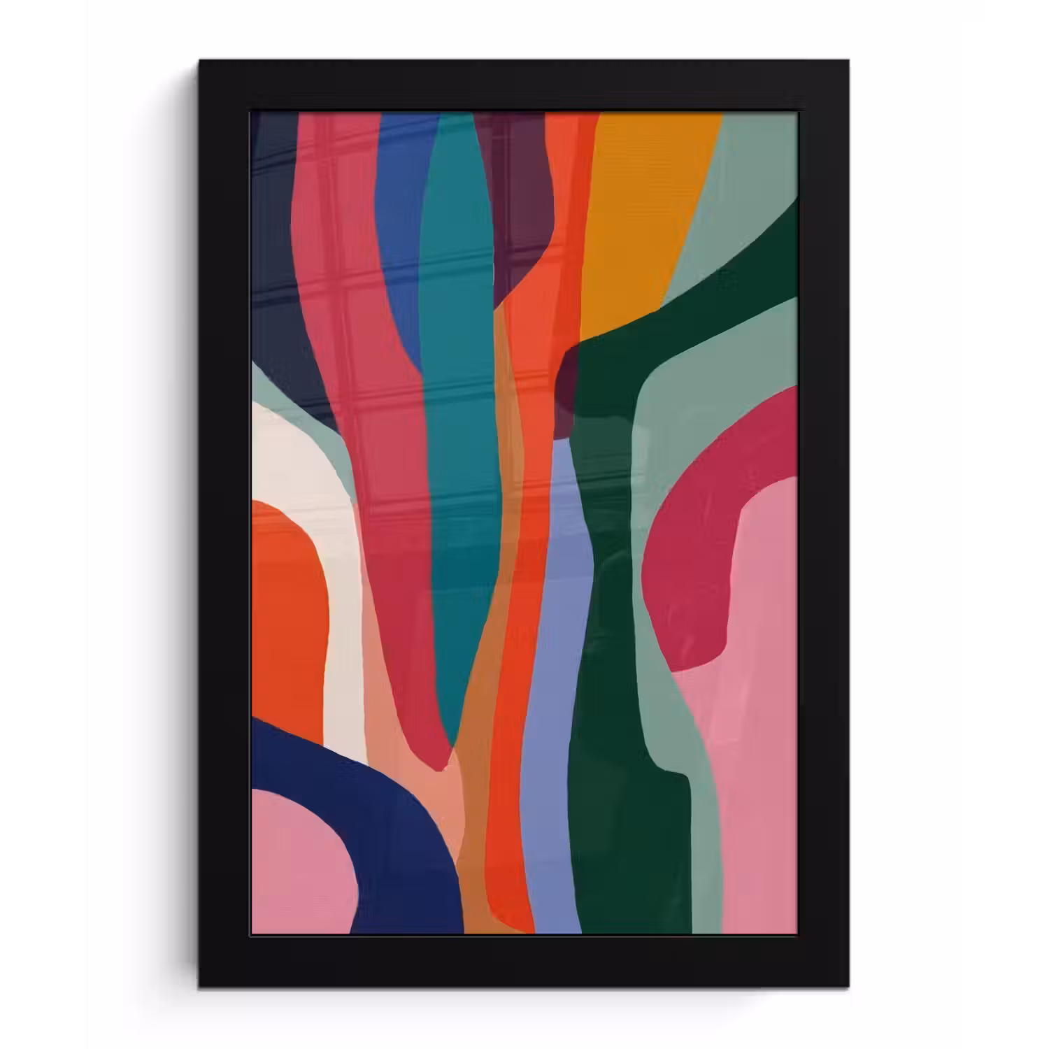 Vormen - Bochten - Kleurrijk - Abstract fotolijst zwart zonder passe partout klein -3d