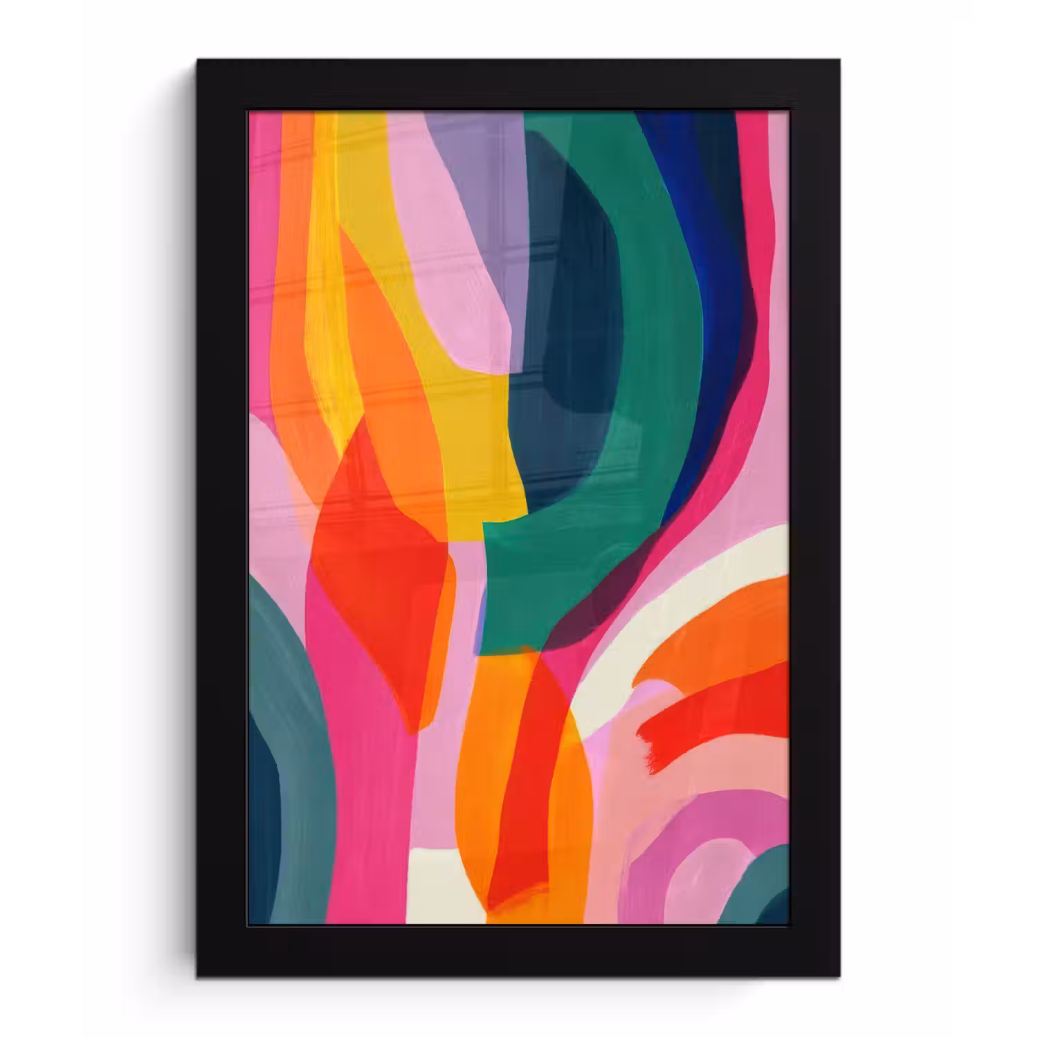 Vormen - Golvend - Abstract - Felroze fotolijst zwart zonder passe partout klein -3d