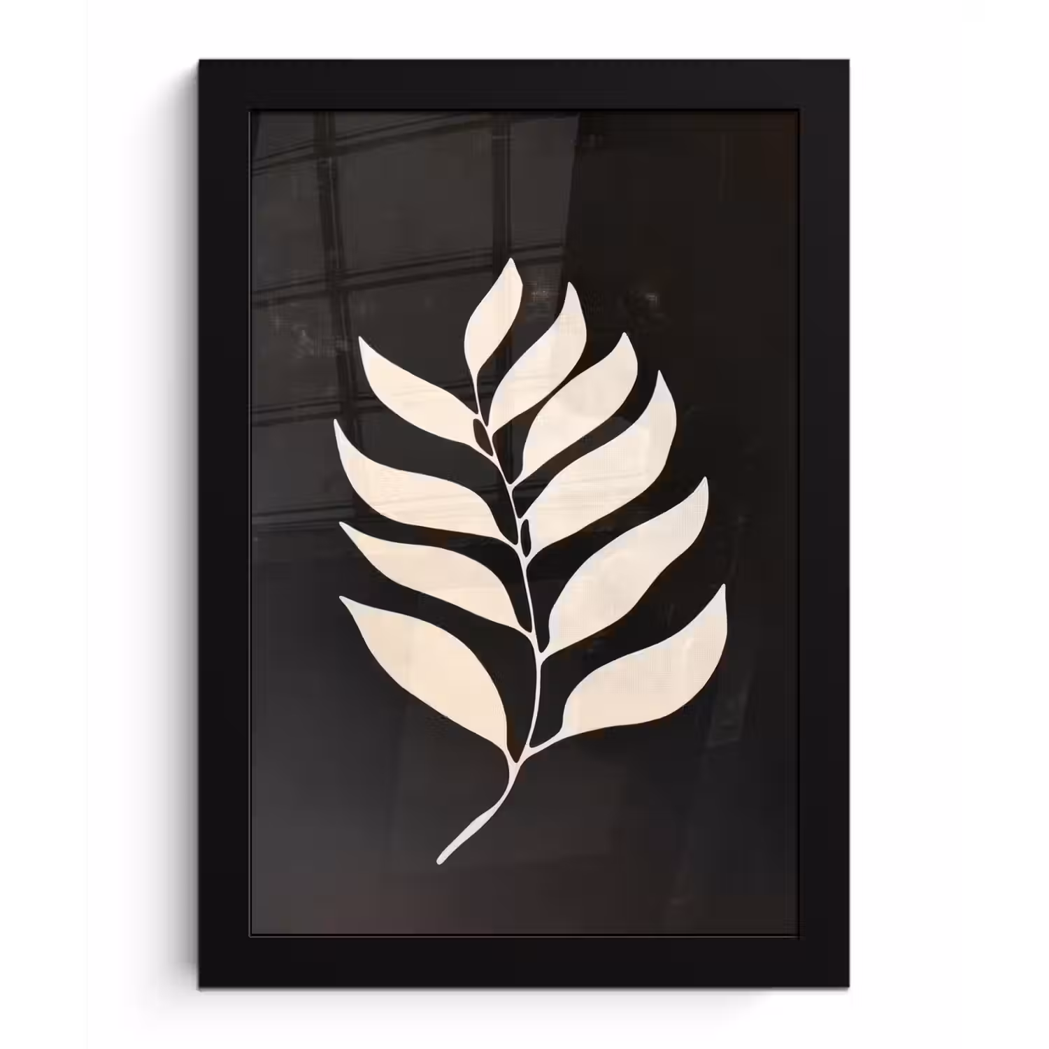 Blad - Wit - Minimalistisch fotolijst zwart zonder passe partout klein -3d