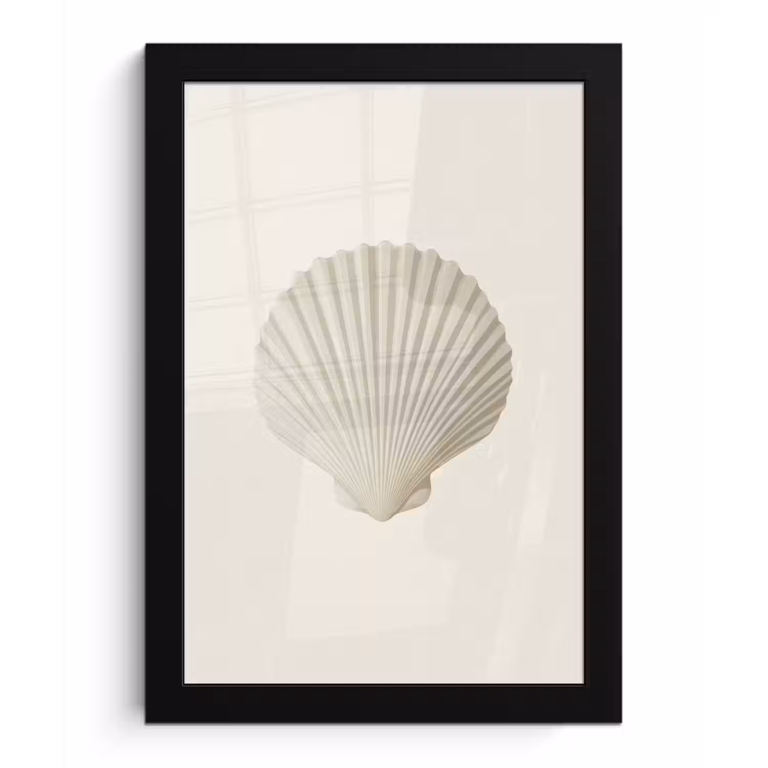 Schelp - Minimalistisch - Wit fotolijst zwart zonder passe partout klein -3d