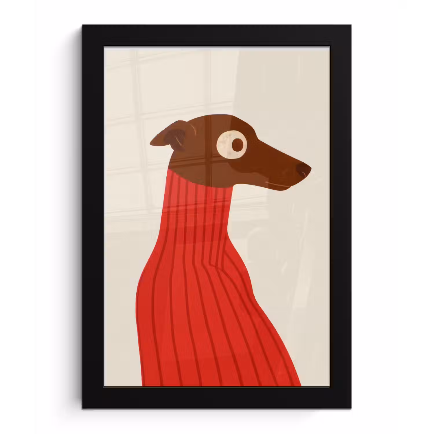 Silhouet - Hond - Trui - Rood fotolijst zwart zonder passe partout klein -3d