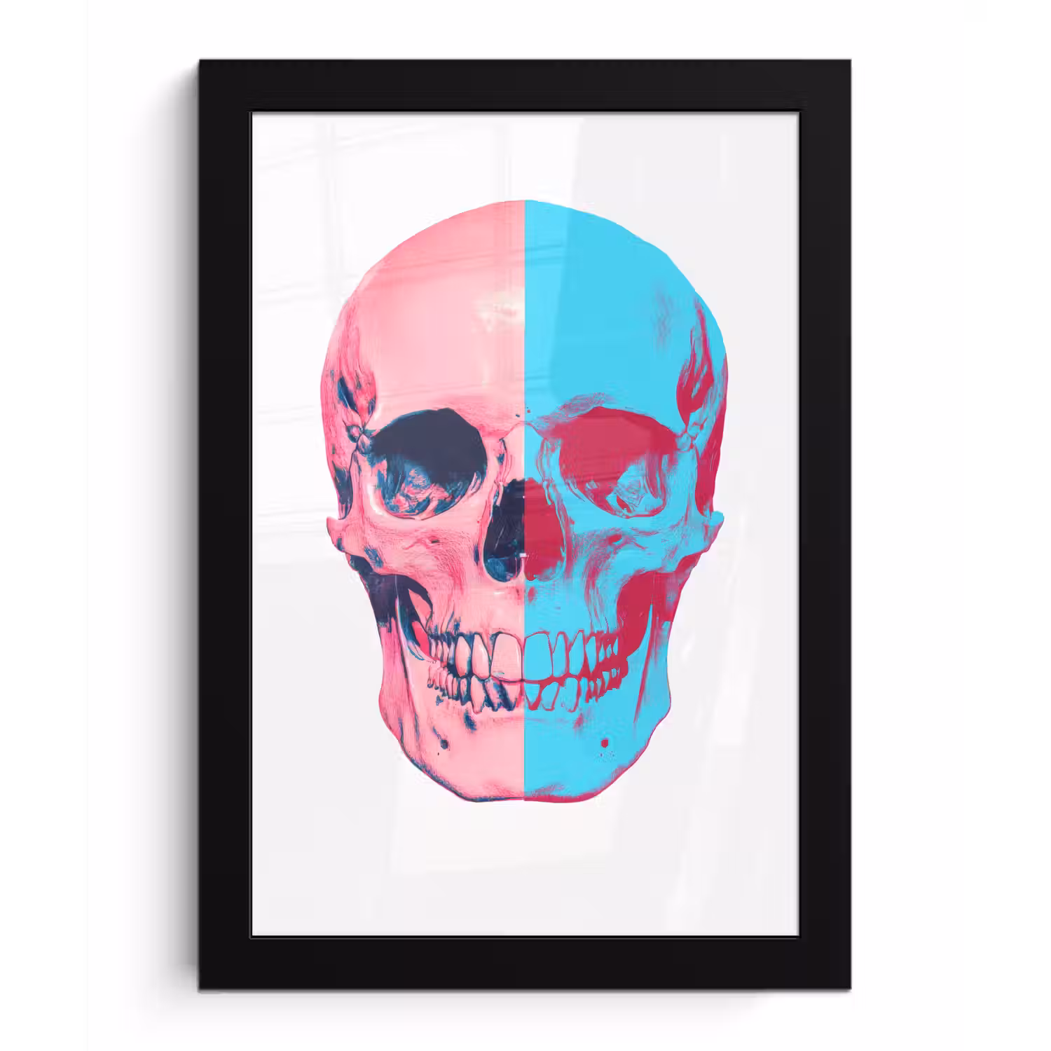 Schedel - Grafisch - Roze - Verdeeld fotolijst zwart zonder passe partout klein -3d
