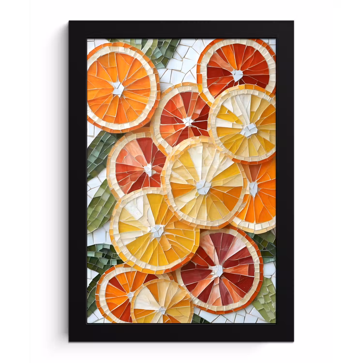 Schijfjes - Fruit - Oranje - Mozaïek fotolijst zwart zonder passe partout klein -3d
