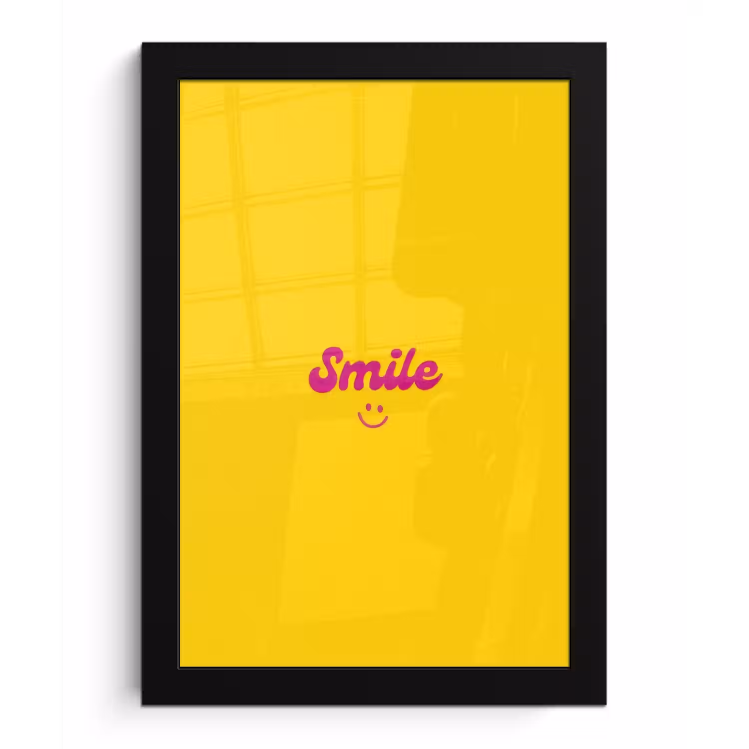 Smile - Geel - Roze fotolijst zwart zonder passe partout klein -3d