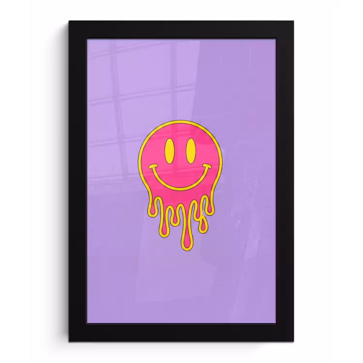 Smiley - Drip - Neon fotolijst zwart zonder passe partout klein -3d
