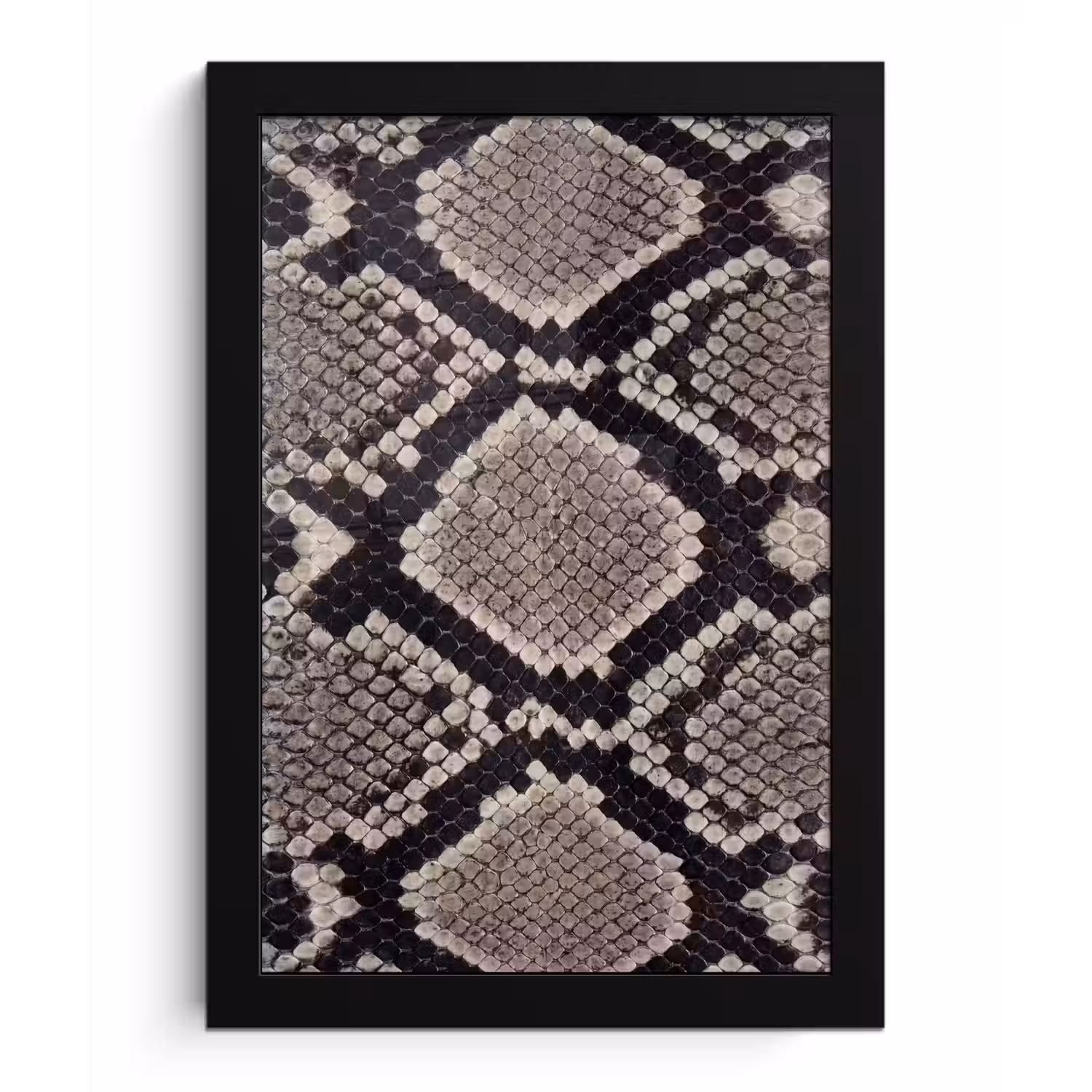 Slangenleer - Patroon - Beige fotolijst zwart zonder passe partout klein -3d
