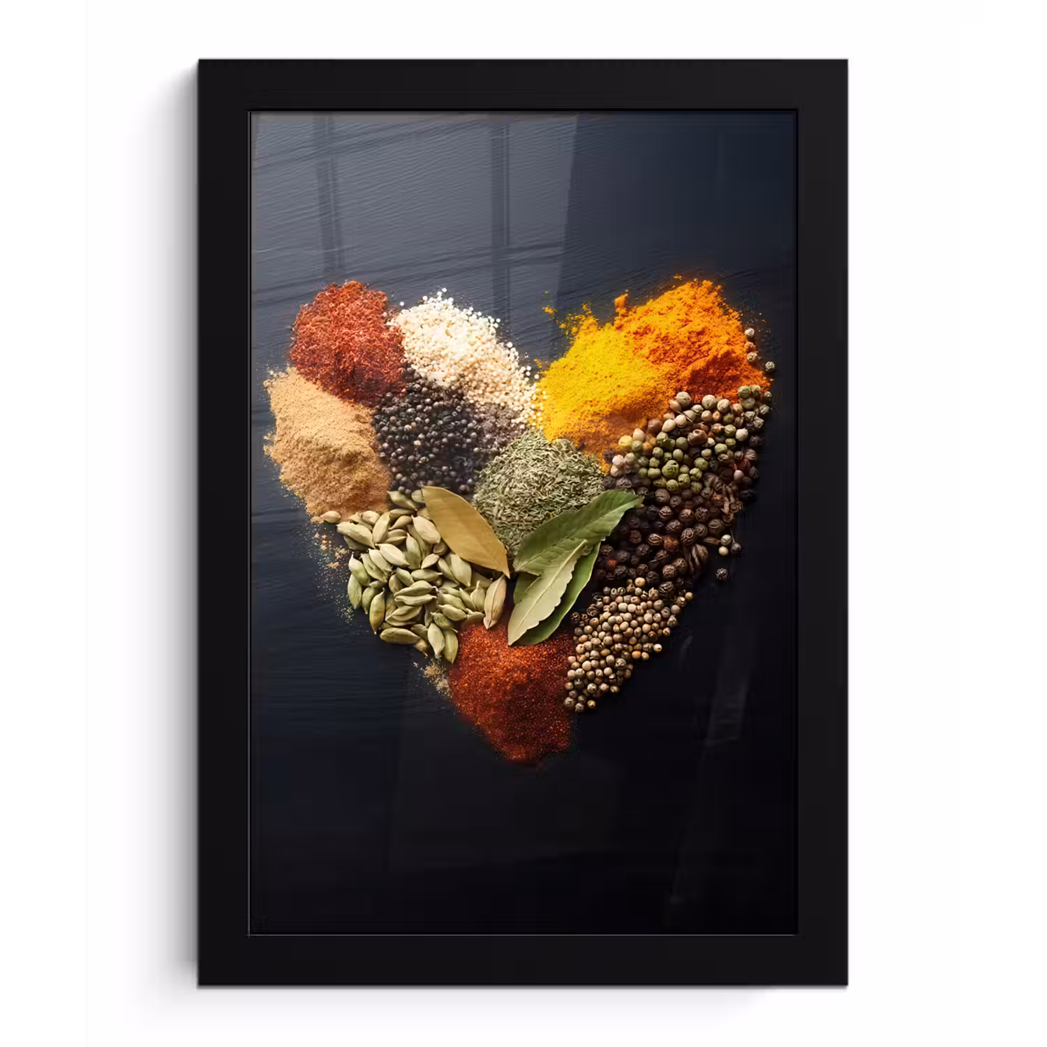 Specerijen - Mix - Hartvorm - Zwart fotolijst zwart zonder passe partout klein -3d