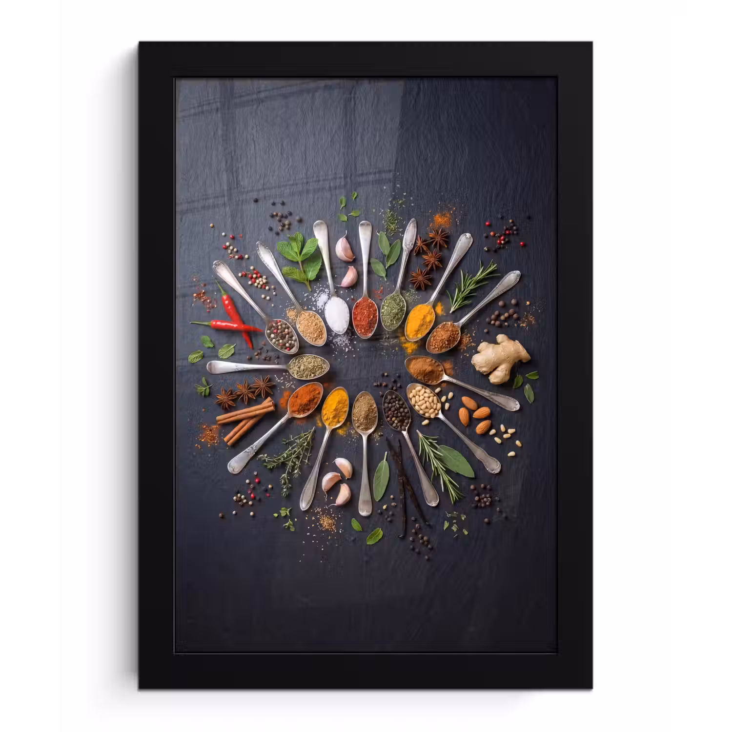 Kruiden - Lepels - Culinair - Kleurrijk - Sfeervol fotolijst zwart zonder passe partout klein -3d