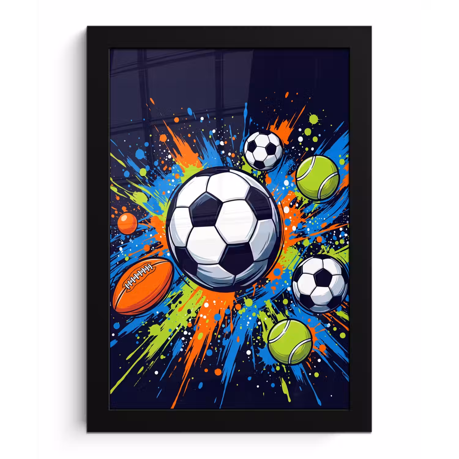 Sport - Ballen - Kleurrijk fotolijst zwart zonder passe partout klein -3d