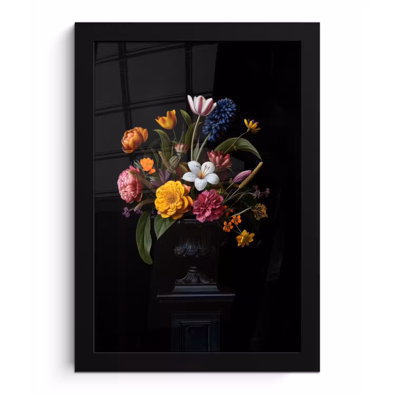 Lente - Bloemen - Klassiek - Vaas fotolijst zwart zonder passe partout klein -3d