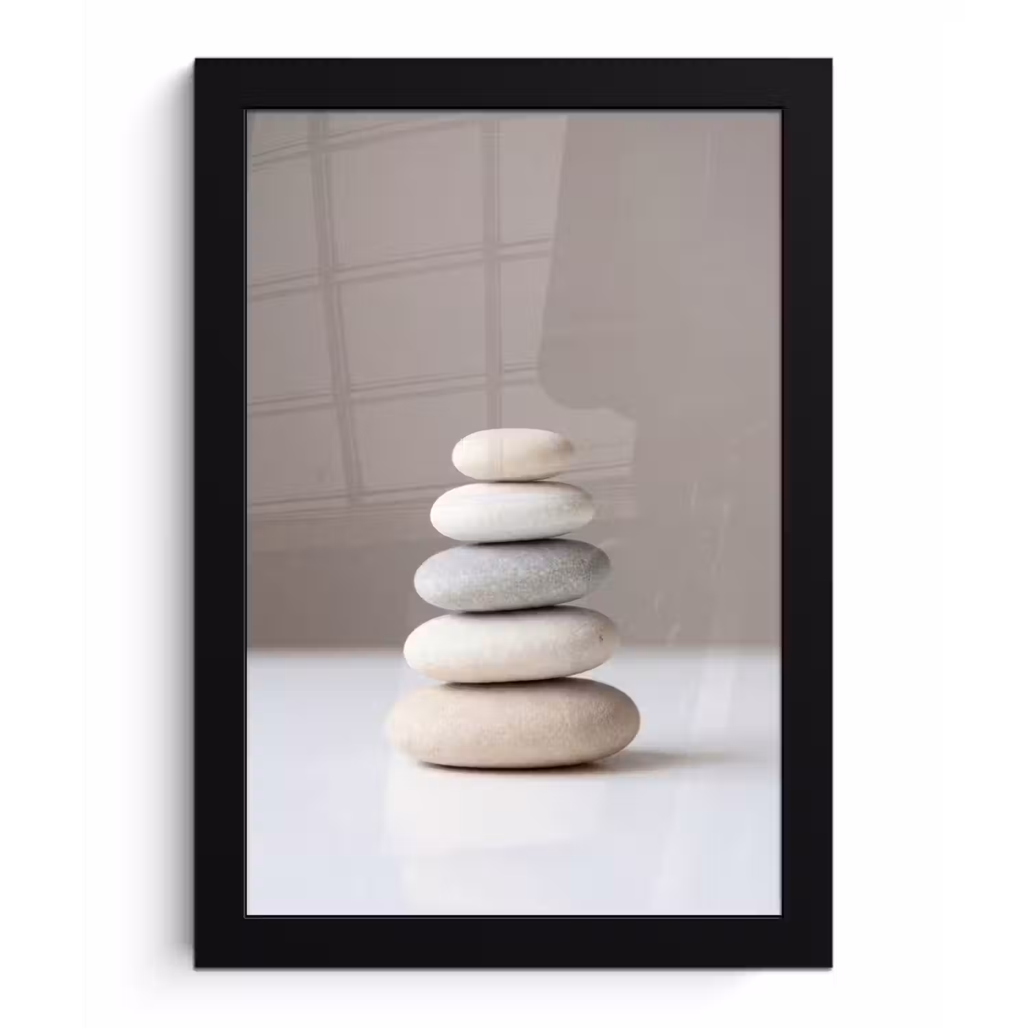 Gestapelde - Stenen - Grijs fotolijst zwart zonder passe partout klein -3d