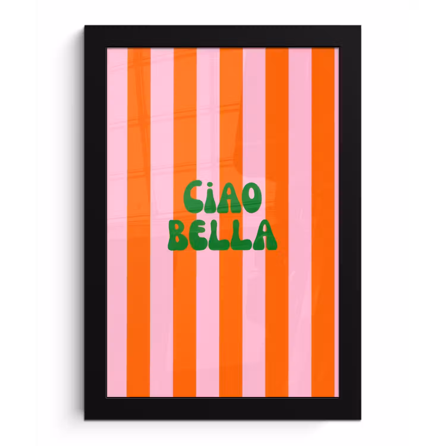 Strepen - Oranje - Verticaal - Ciao bella fotolijst zwart zonder passe partout klein -3d
