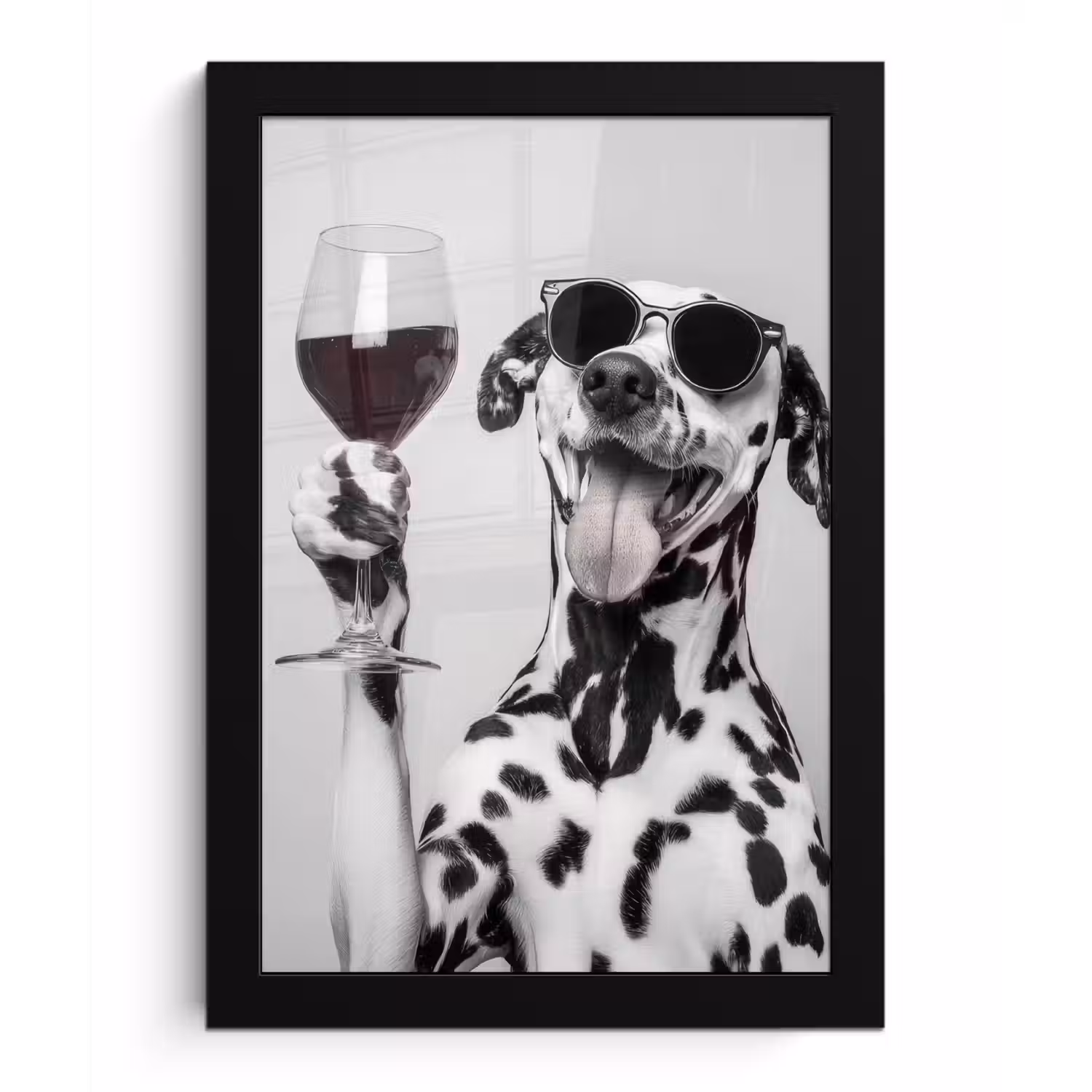 Zonnebril - Dalmatiër - Wijnglas - Tong fotolijst zwart zonder passe partout klein -3d