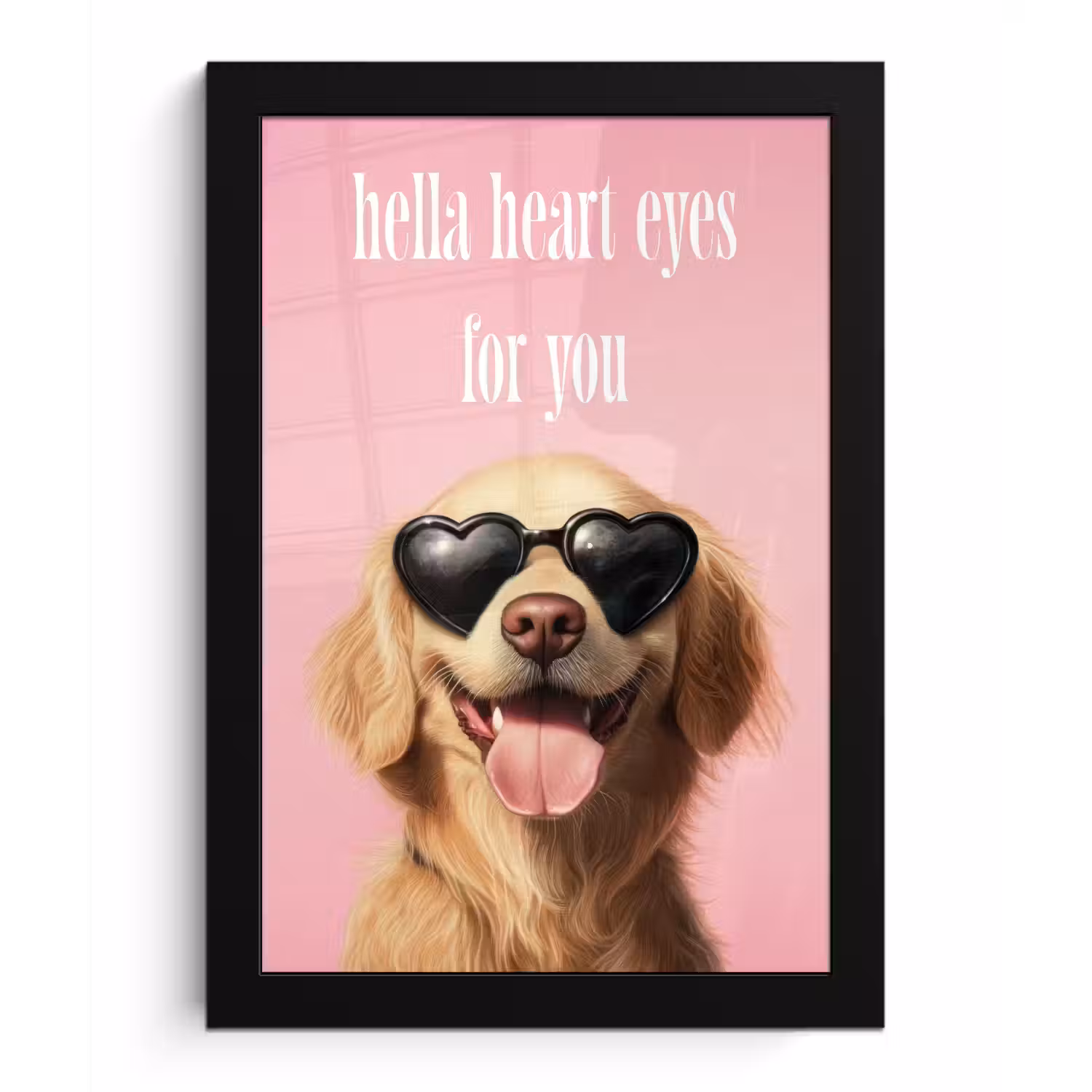 Zonnebril - Hartjes - Hond - Valentijn fotolijst zwart zonder passe partout klein -3d
