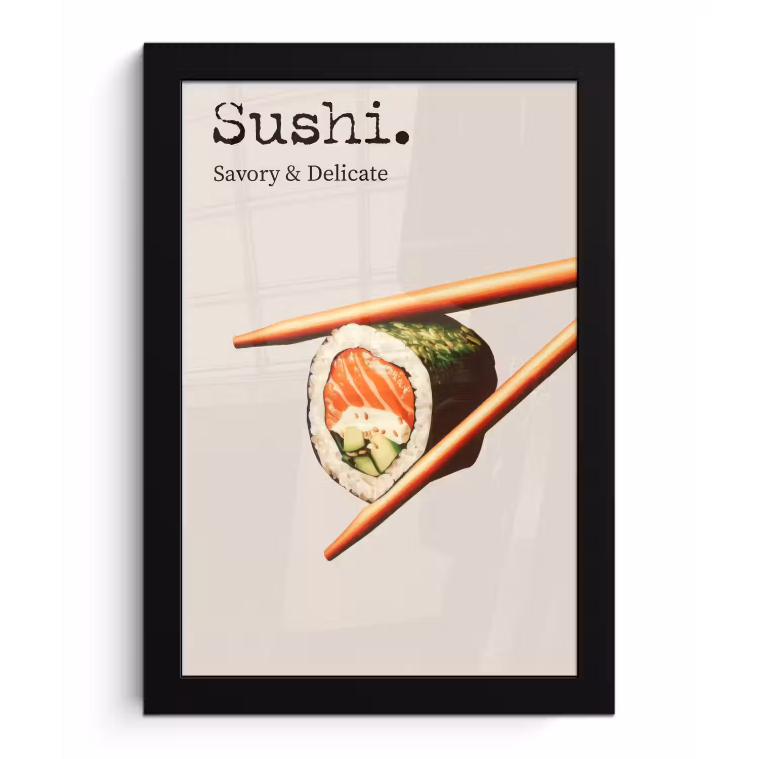 Sushi - Zalm - Rijst - Japans fotolijst zwart zonder passe partout klein -3d