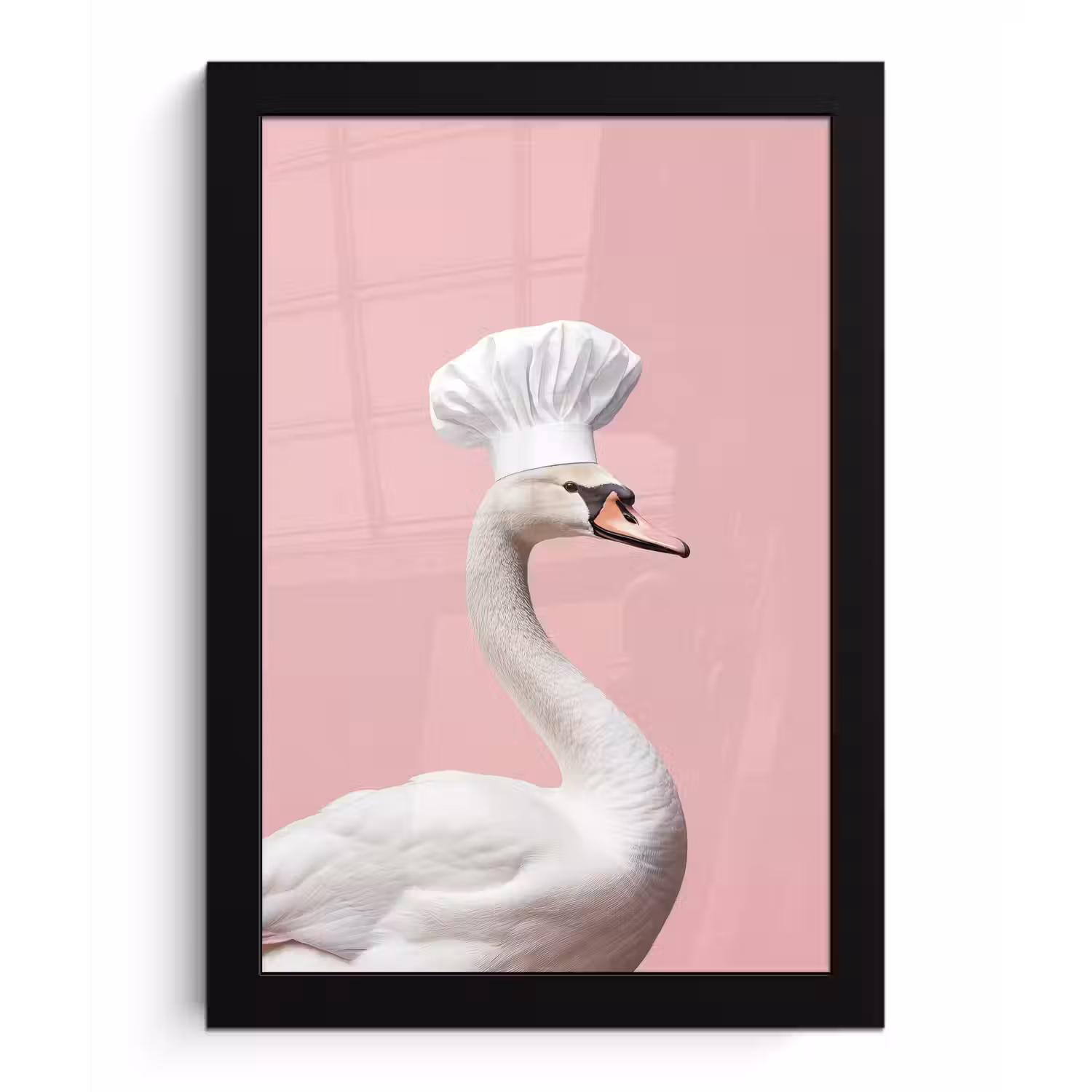 Zwaan - Koksmuts - Mooi - Klassiek fotolijst zwart zonder passe partout klein -3d