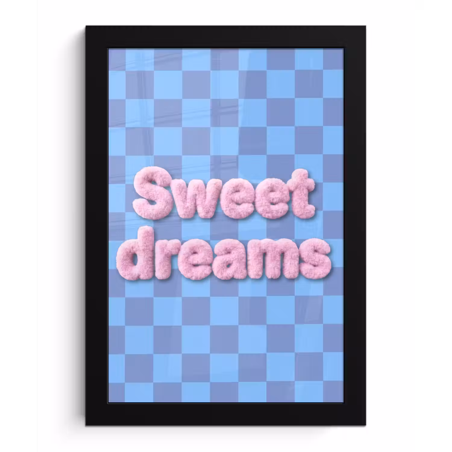 Sweet dreams - Vierkanten - Roze - Blauw fotolijst zwart zonder passe partout klein -3d