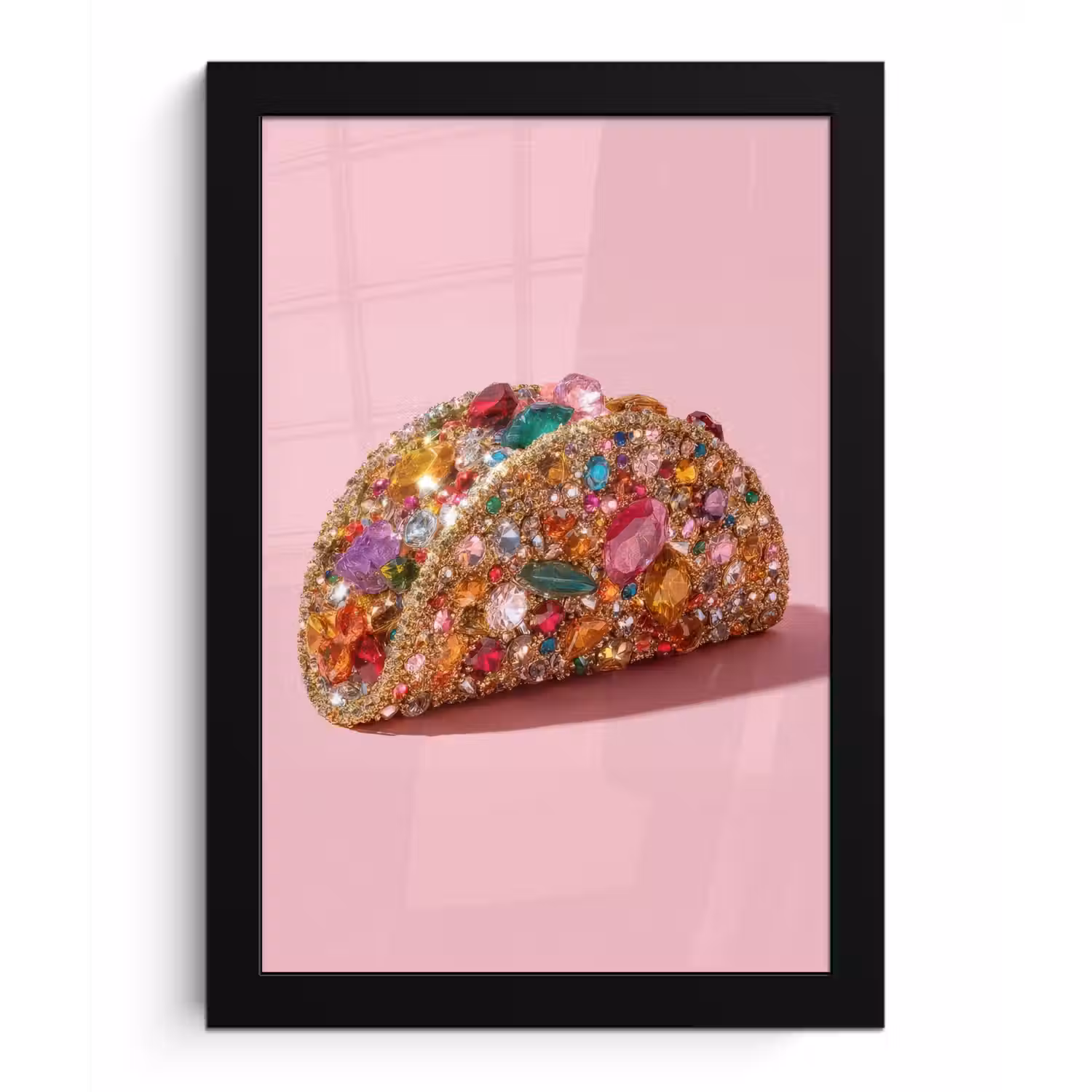 Taco - Kleurrijk - Edelstenen - Goud fotolijst zwart zonder passe partout klein -3d