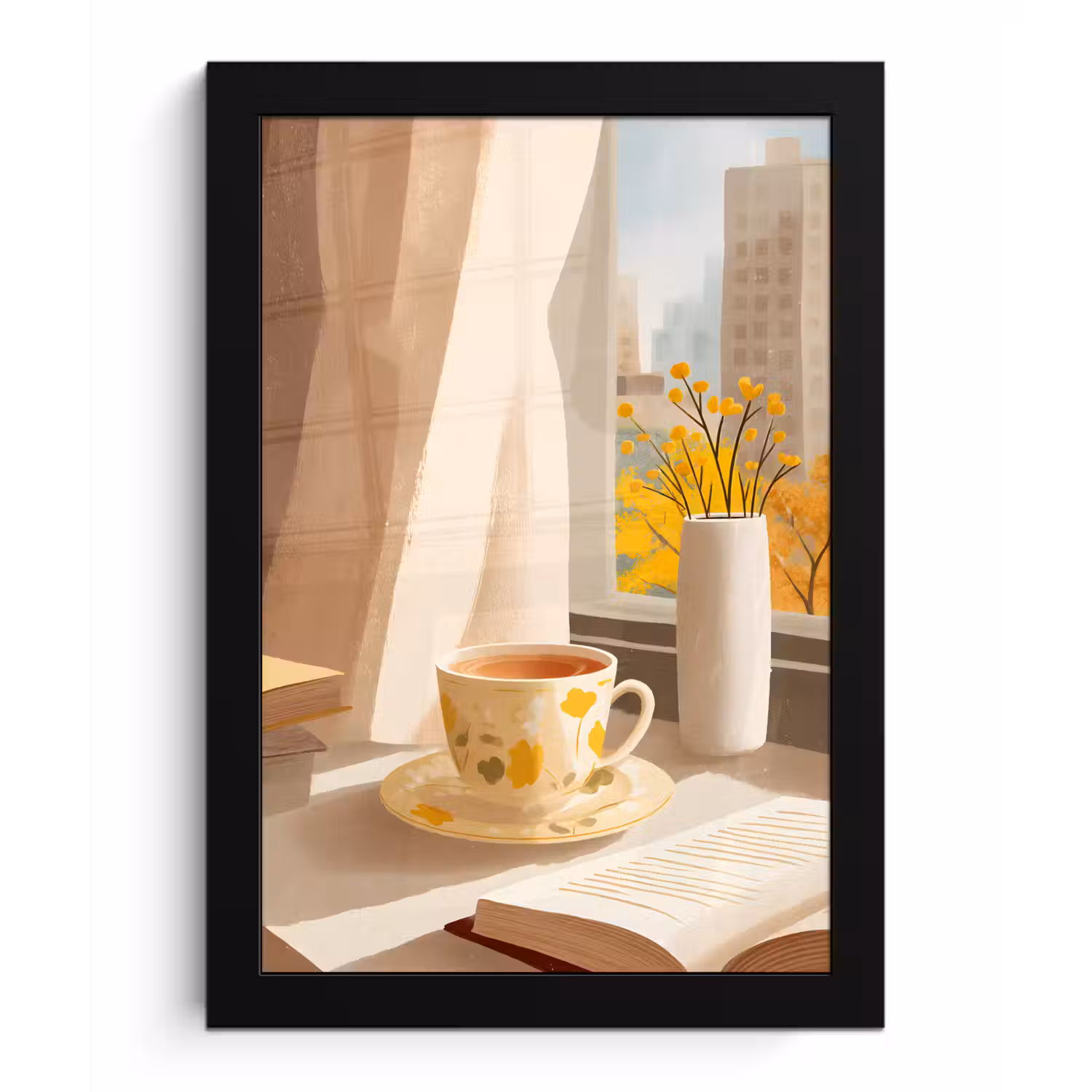 Thee - Boek - Thee - Herfst fotolijst zwart zonder passe partout klein -3d