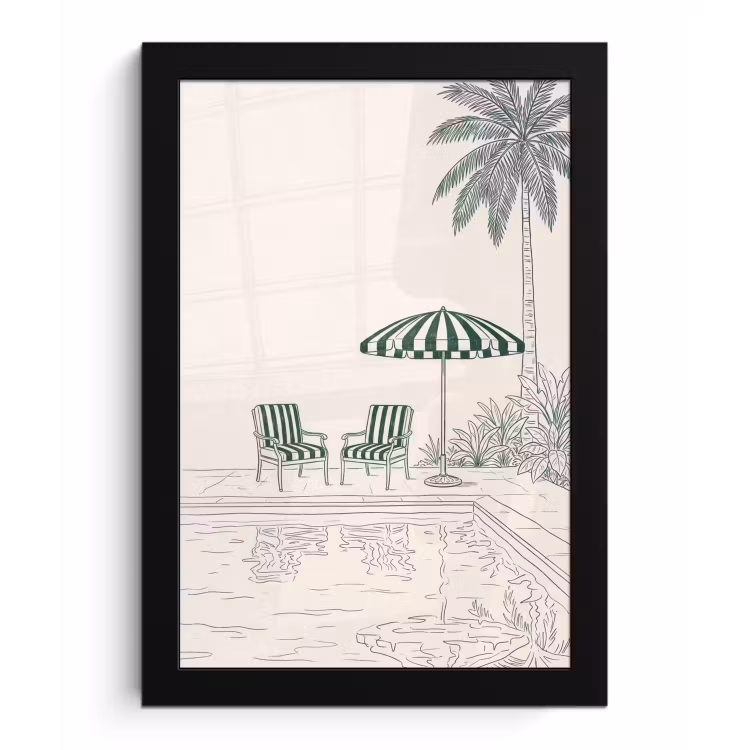 Terras - Illustratie - Groen fotolijst zwart zonder passe partout klein -3d