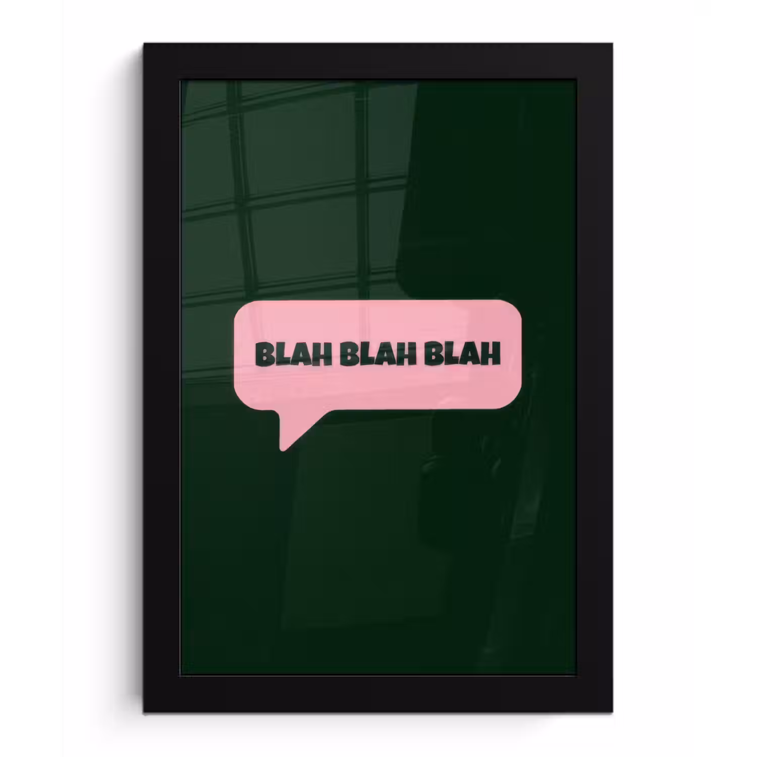 Tekstwolk - BLAH BLAH BLAH - Roze fotolijst zwart zonder passe partout klein -3d