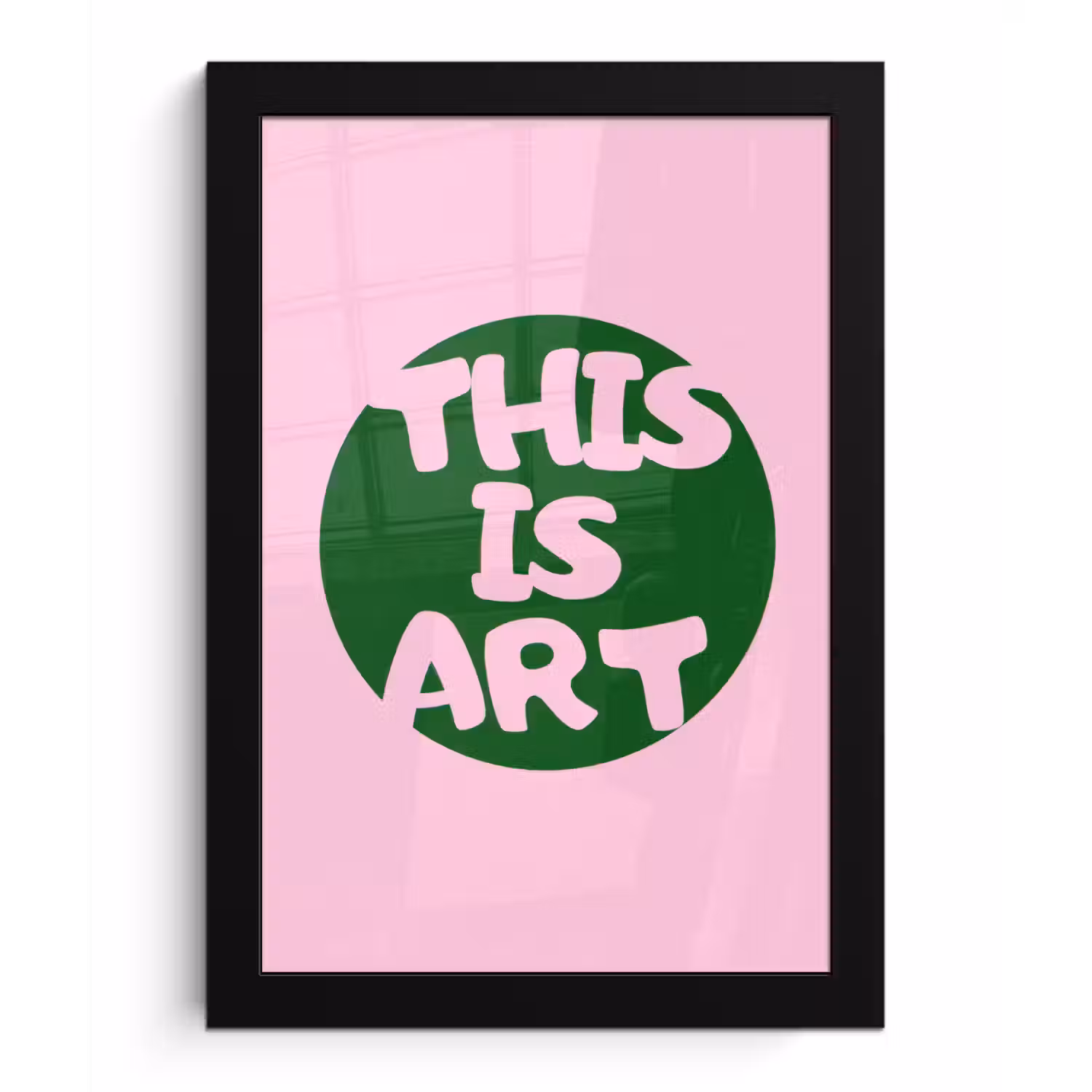 This is art - Tekst - Cirkel - Groen fotolijst zwart zonder passe partout klein -3d