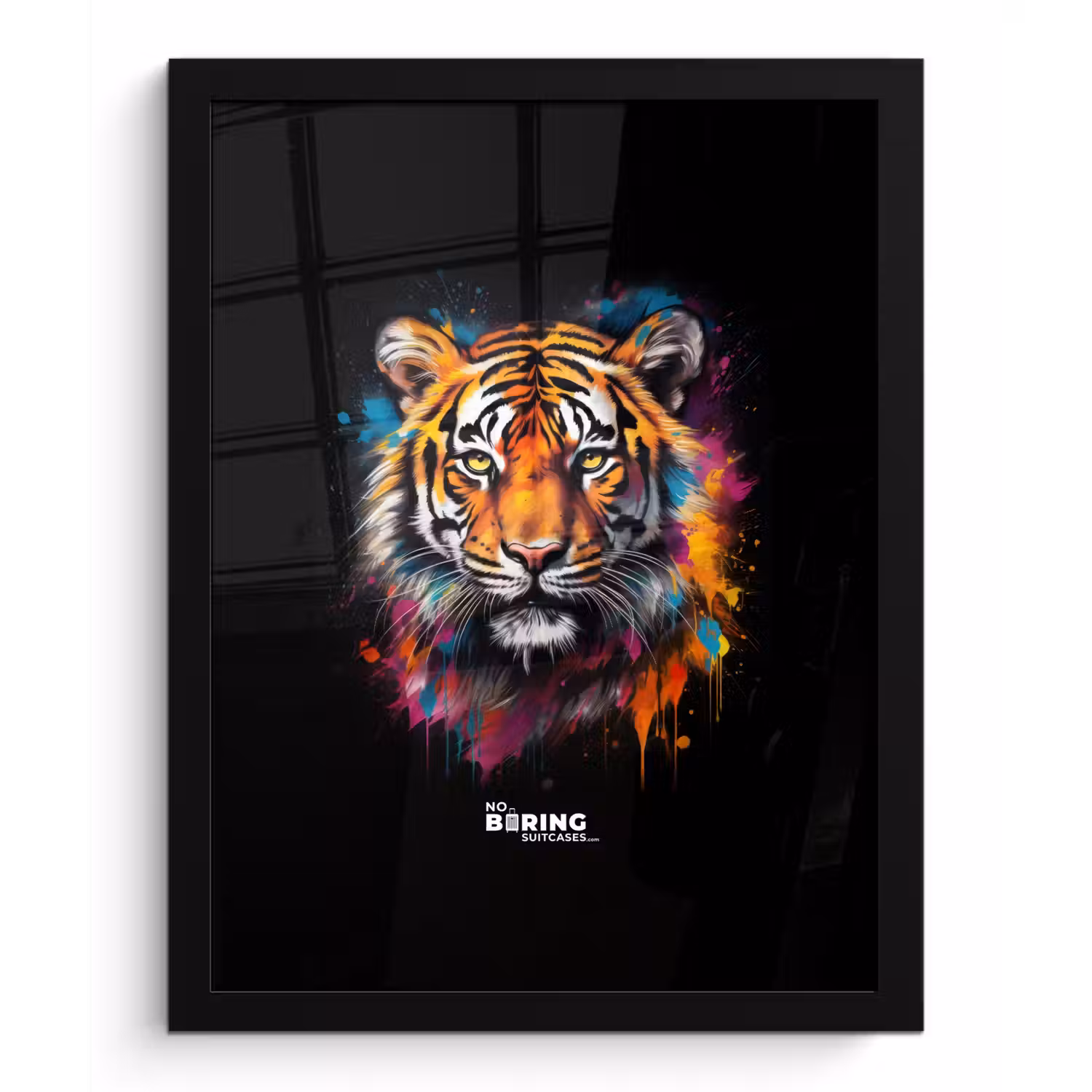 Tijger als street art kunstwerk fotolijst zwart zonder passe partout klein -3d
